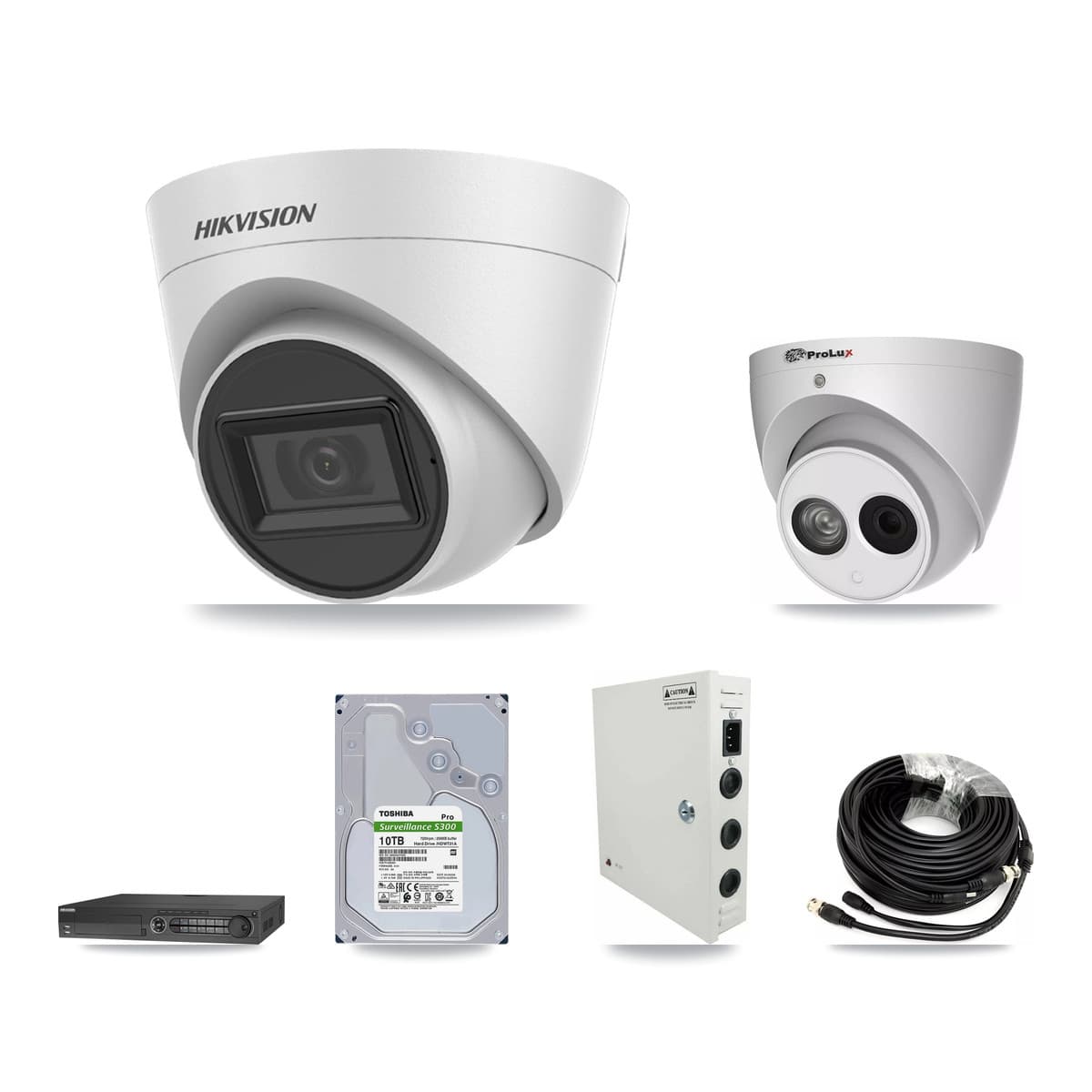 Hikvision & Prolux 32-Channel 4MP – 5MP CCTV Kit — 31 White 5MP + 1 4MP Turret Cameras + 4× 10TB Recording