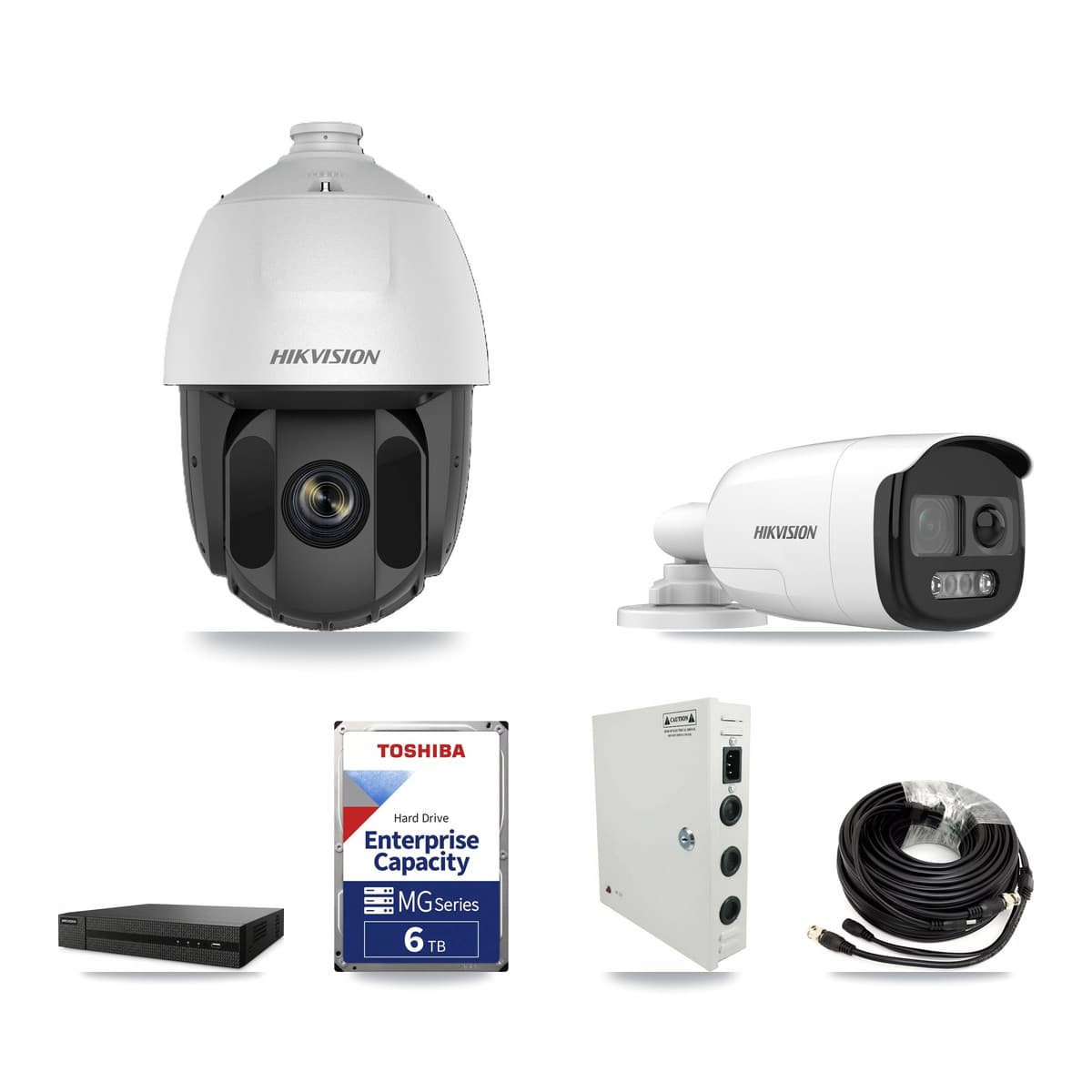 Hikvision 8-Channel 2MP – 5MP CCTV Kit — 7 2MP PTZ + 1 5MP Bullet Cameras + 6TB Recording - Image 1