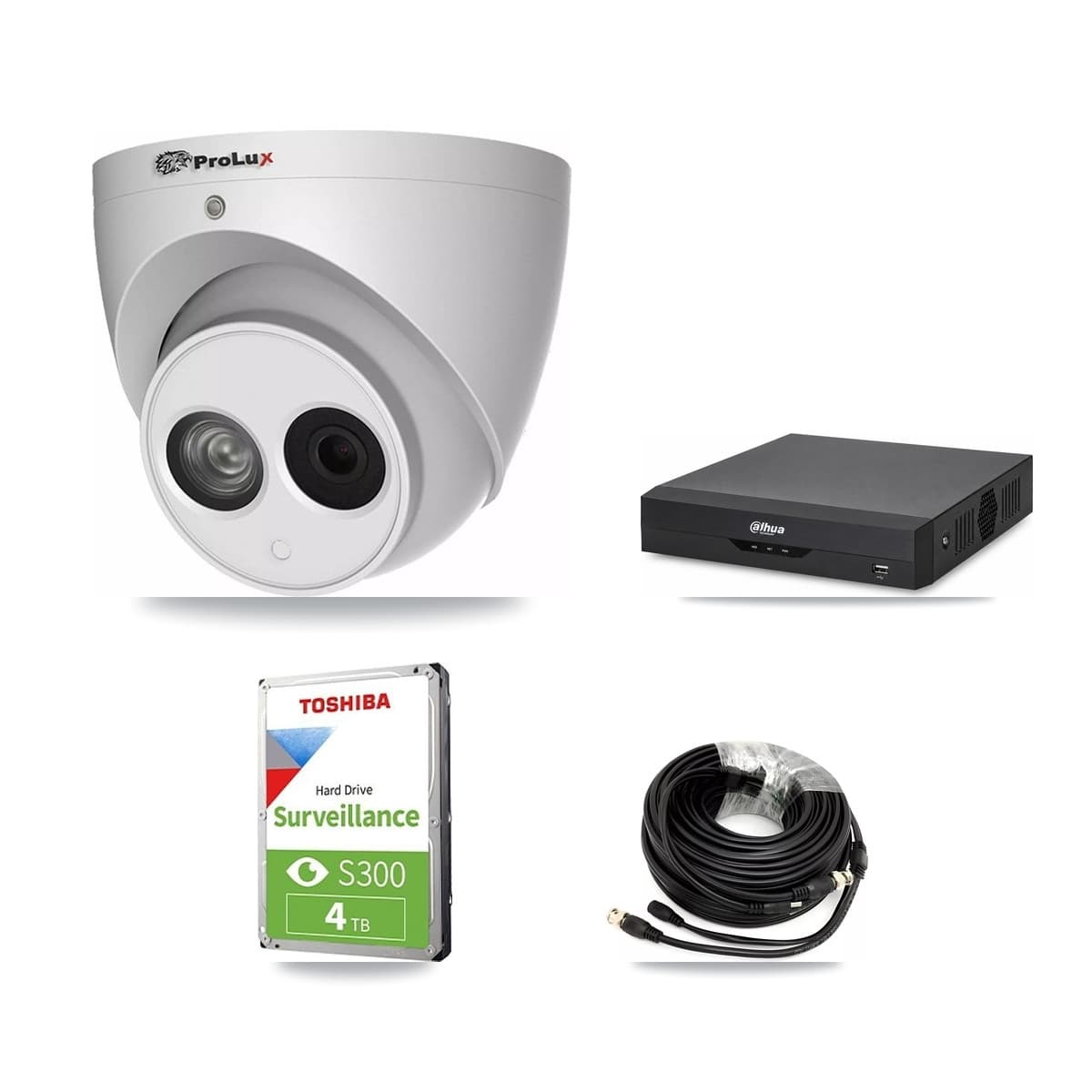 Prolux & Dahua 4-Channel 4MP CCTV Kit — 3 Turret Cameras + 4TB Recording - Image 1