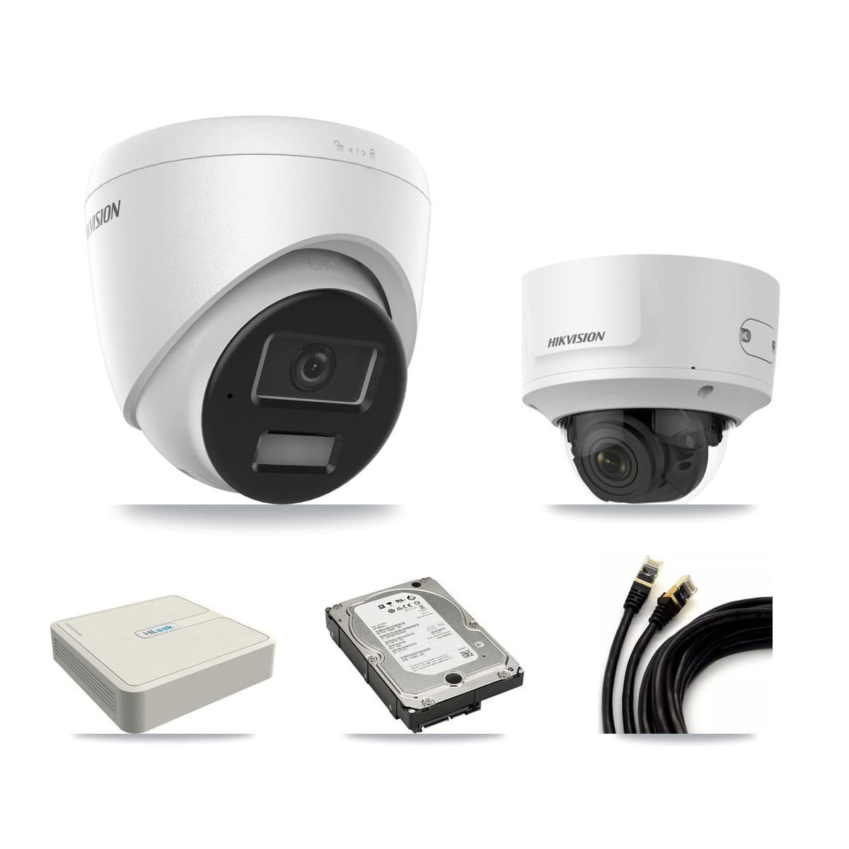Hikvision & HiLook 8-Channel 2MP – 4MP CCTV Kit — 3 4MP Turret + 1 2MP Dome Cameras + 5TB Recording (NVR-108H-D Recorder) - Image 1