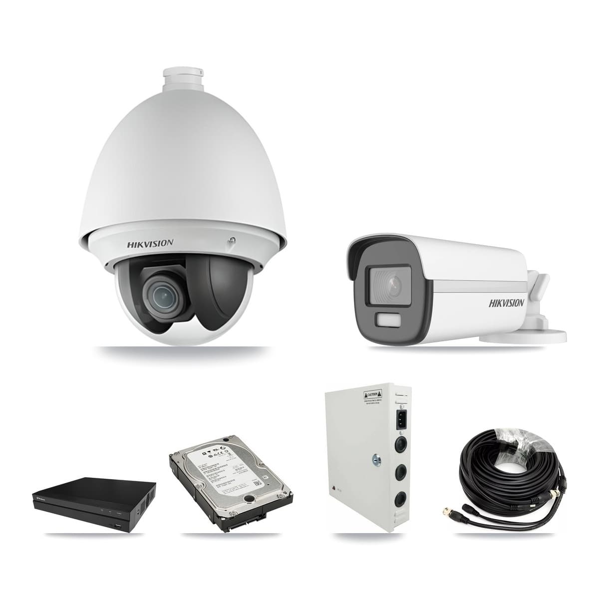 Hikvision & Prolux 8-Channel 2MP – 4K CCTV Kit — 3 2MP PTZ + 1 4K Bullet Cameras + 5TB Recording (PXD-5208AN Recorder) - Image 1