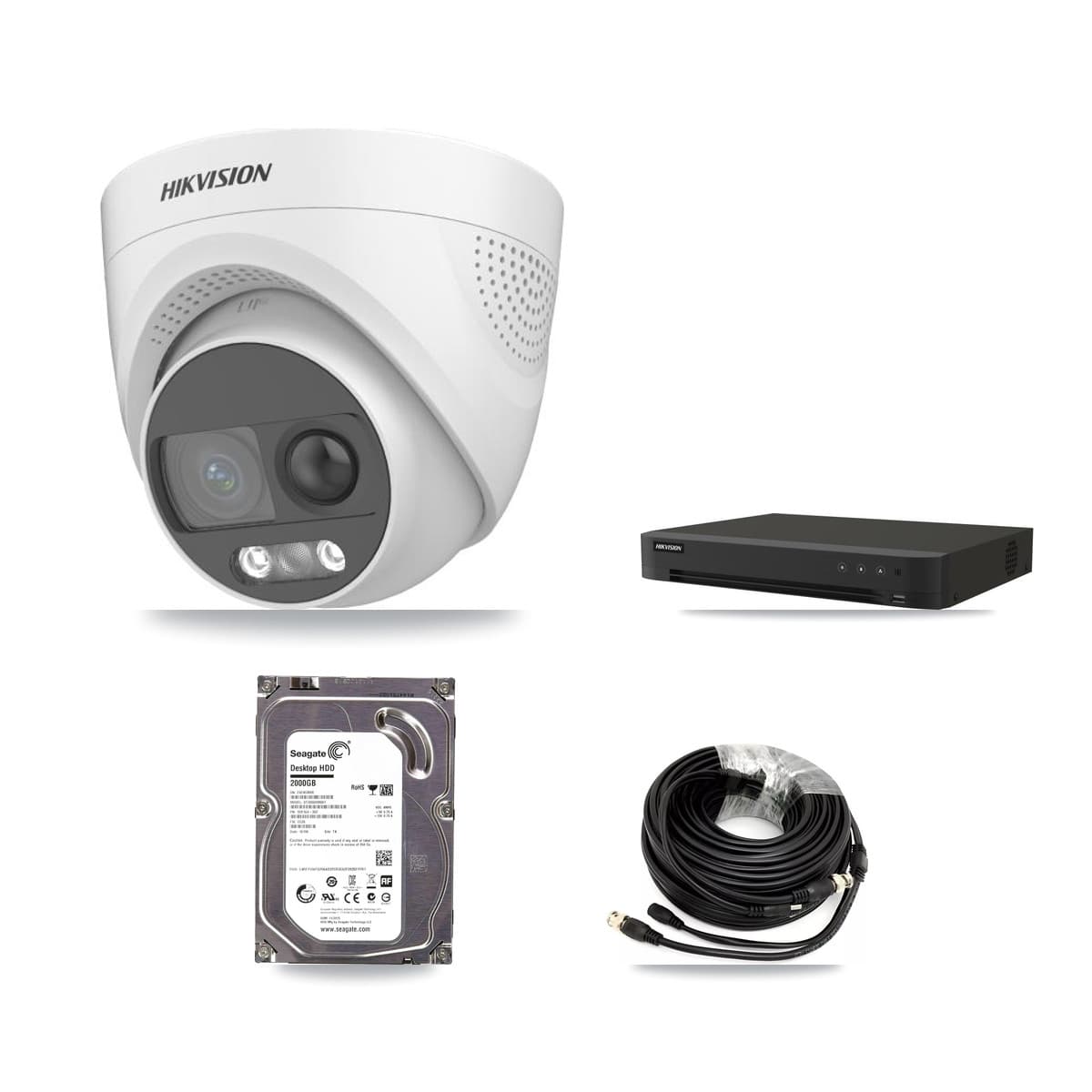 Hikvision 16-Channel 5MP CCTV Kit — 1 DS-2CE72KF3T Turret Camera + 2TB Recording (IDS-7216HQHI Recorder) - Image 1