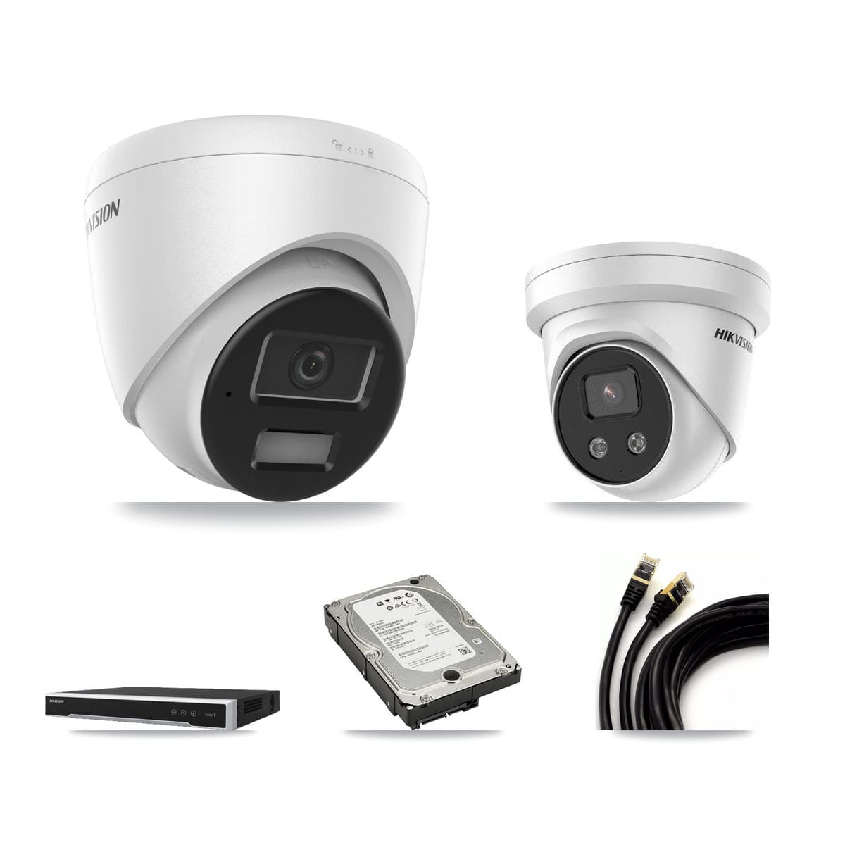 Hikvision 8-Channel 4MP – 5MP CCTV Kit — 2 4MP + 2 5MP Turret Cameras + 5TB Recording
