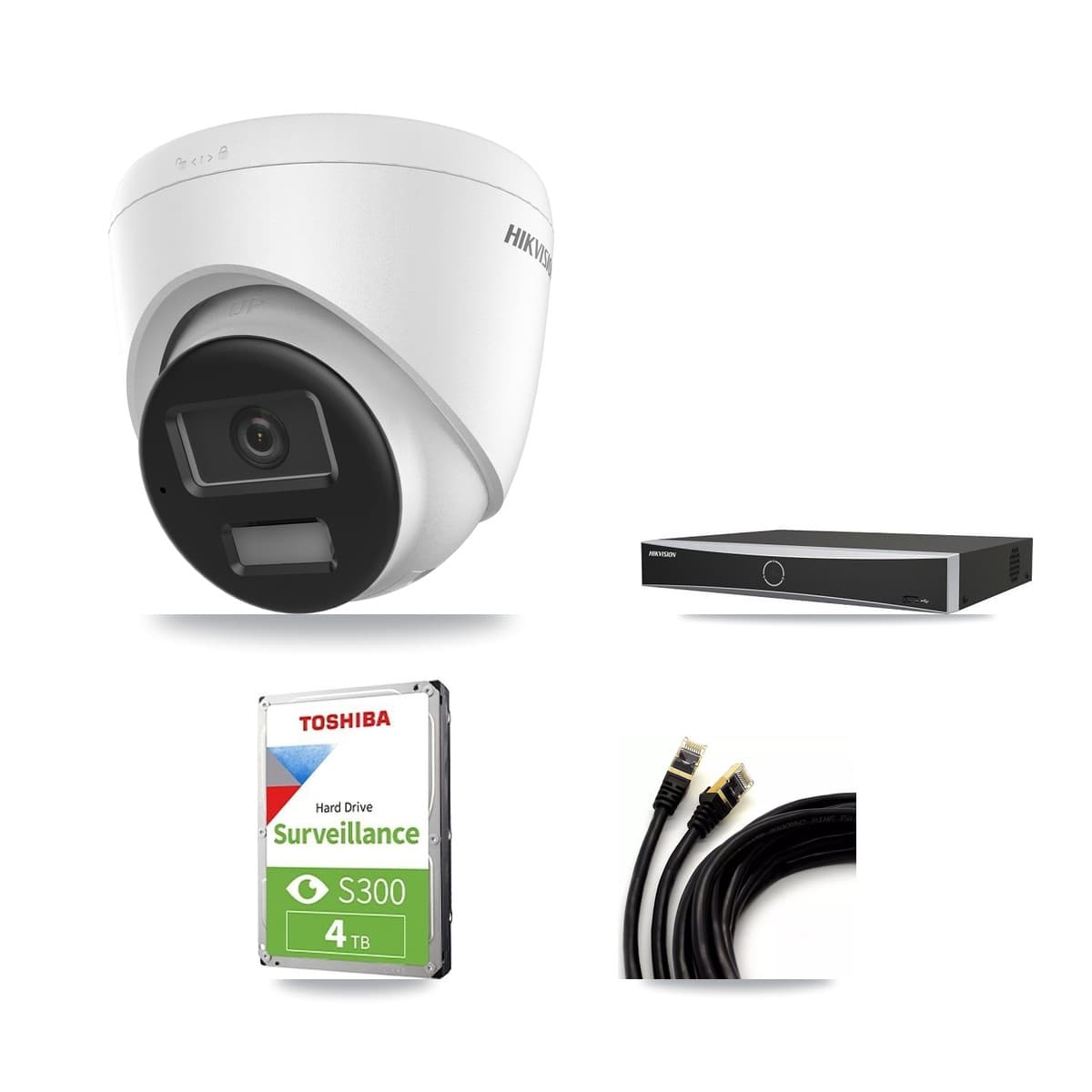 Hikvision 4-Channel 4K CCTV Kit — 1 DS-2CD1383G2-LIU Turret Camera + 4TB Recording (DS-7604NXI-K1/4P Recorder)
