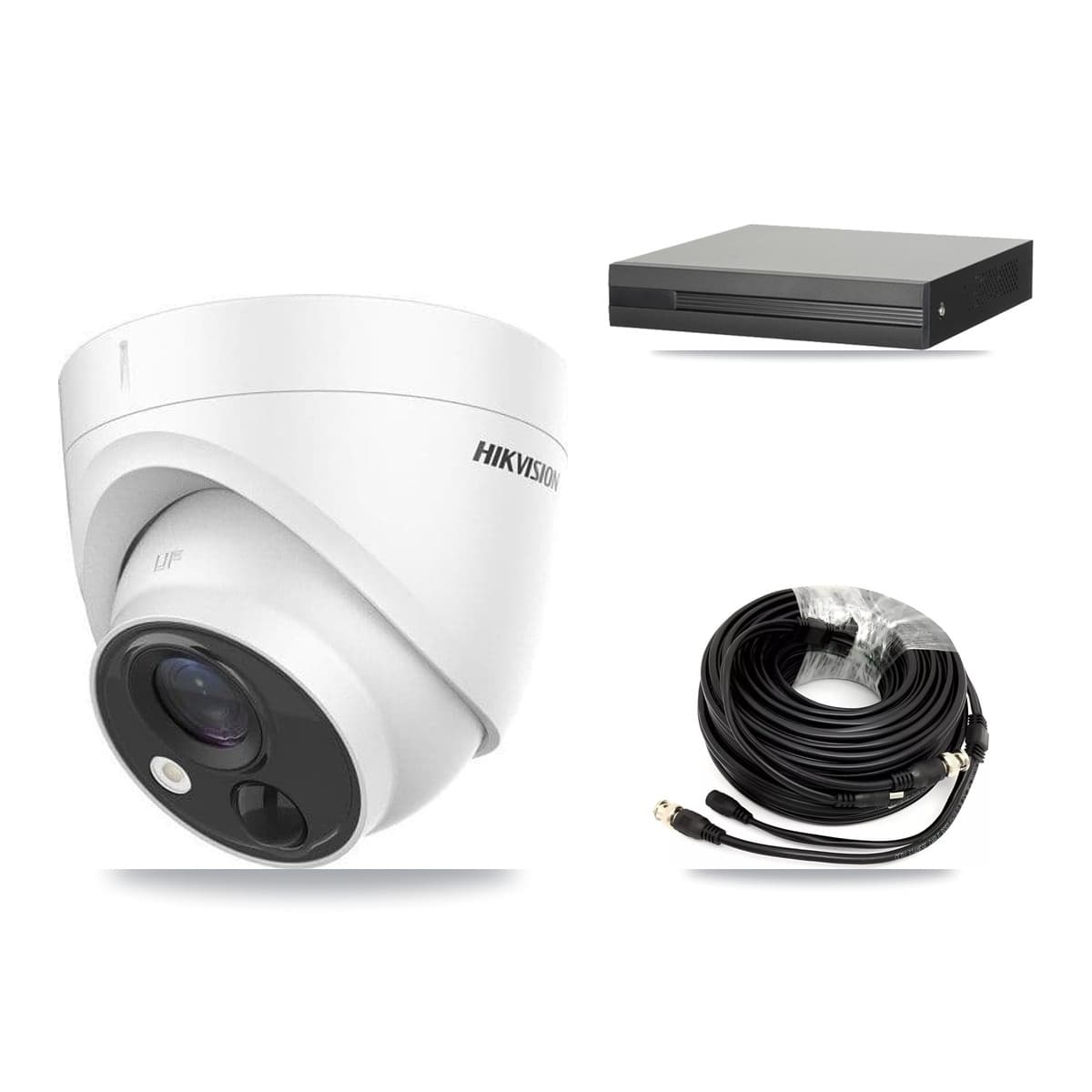 Hikvision 4-Channel 5MP CCTV Kit — 4 DS-2CE71H0T Turret Cameras + 8TB Recording (XVR-3104HS Recorder) - Image 1
