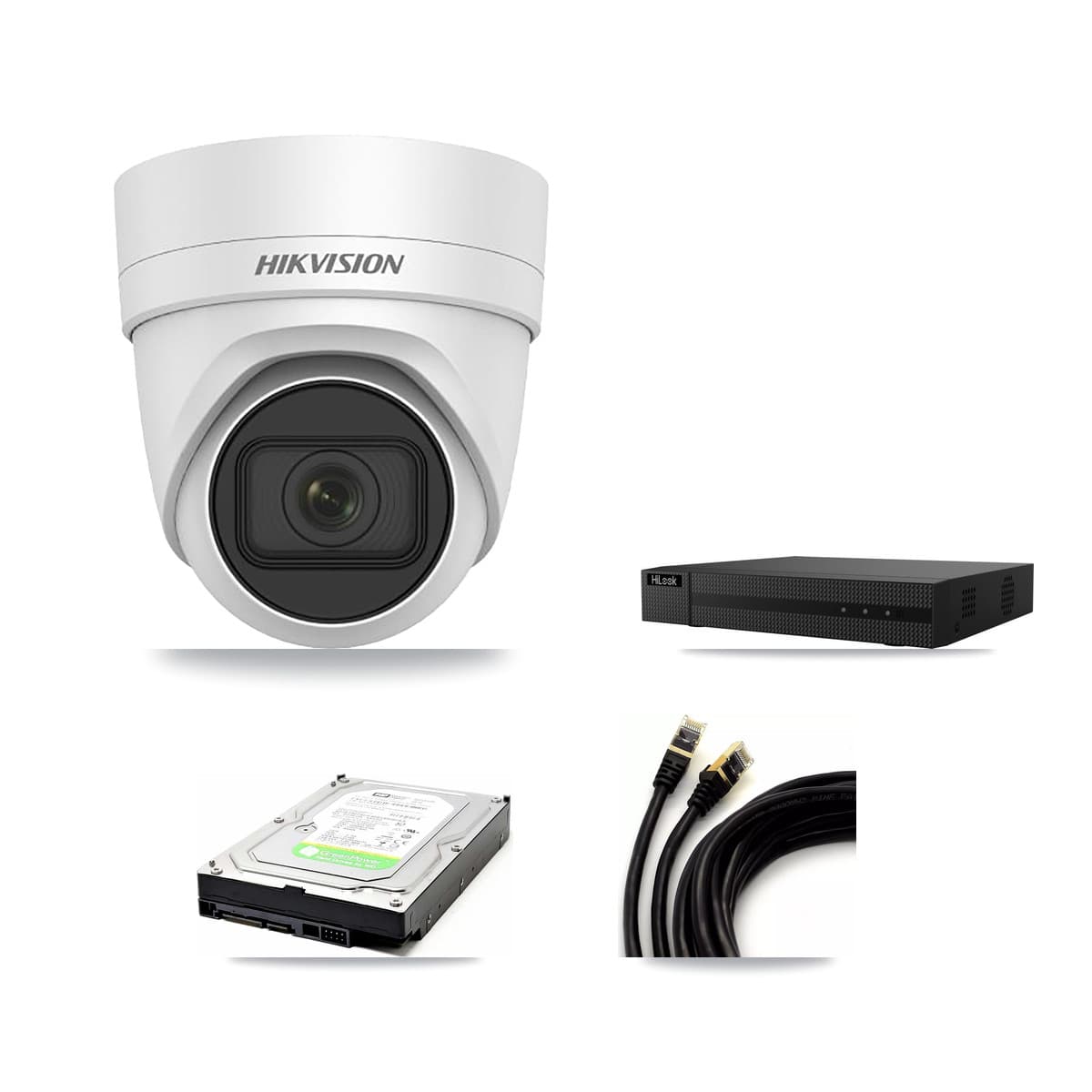 Hikvision & HiLook 8-Channel 4MP CCTV Kit — 1 DS-2CD2H45FWD Turret Camera + 1TB Recording (NVR-108MH-D Recorder)
