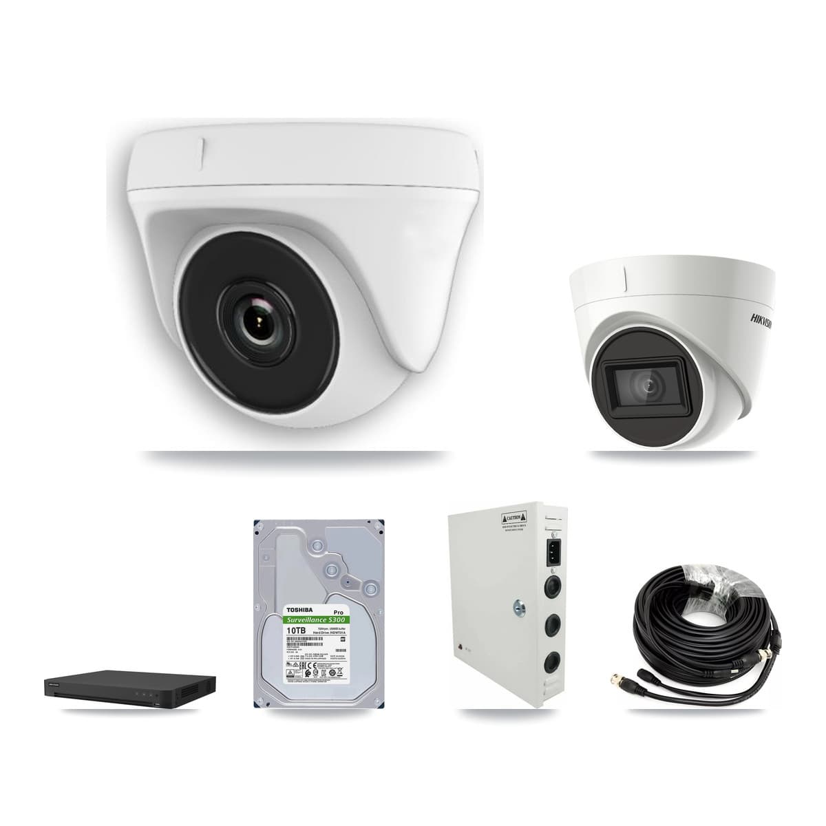 Hikvision 16-Channel 2MP – 4K CCTV Kit — 5 DS-2CE78U1T 4K Turret + 10 White HDT-2MP-N20W 2MP Dome Cameras + 2× 10TB Recording - Image 1
