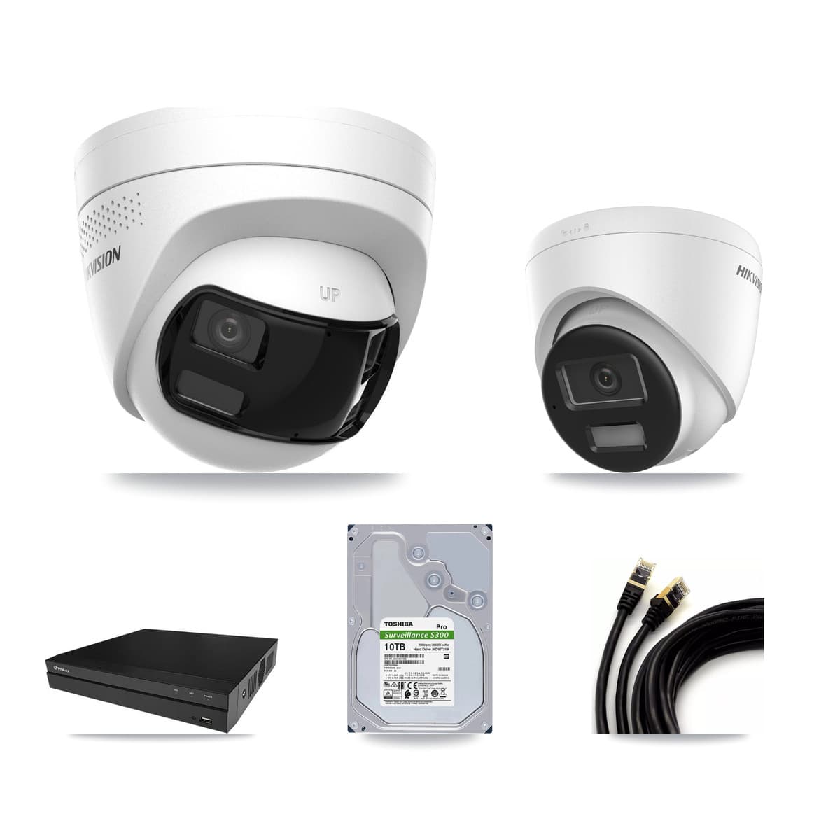Hikvision & Prolux 8-Channel 4K CCTV Kit — 2 DS-2CD1383G2 + 4 DS-2CD1383G2P Turret Cameras + 10TB Recording