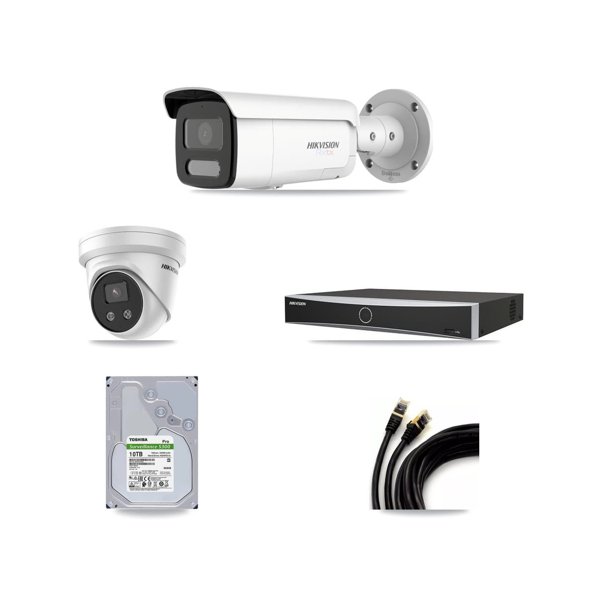 Hikvision 4-Channel 5MP – 4K CCTV Kit — 3 4K Bullet + 1 5MP Turret Cameras + 10TB Recording