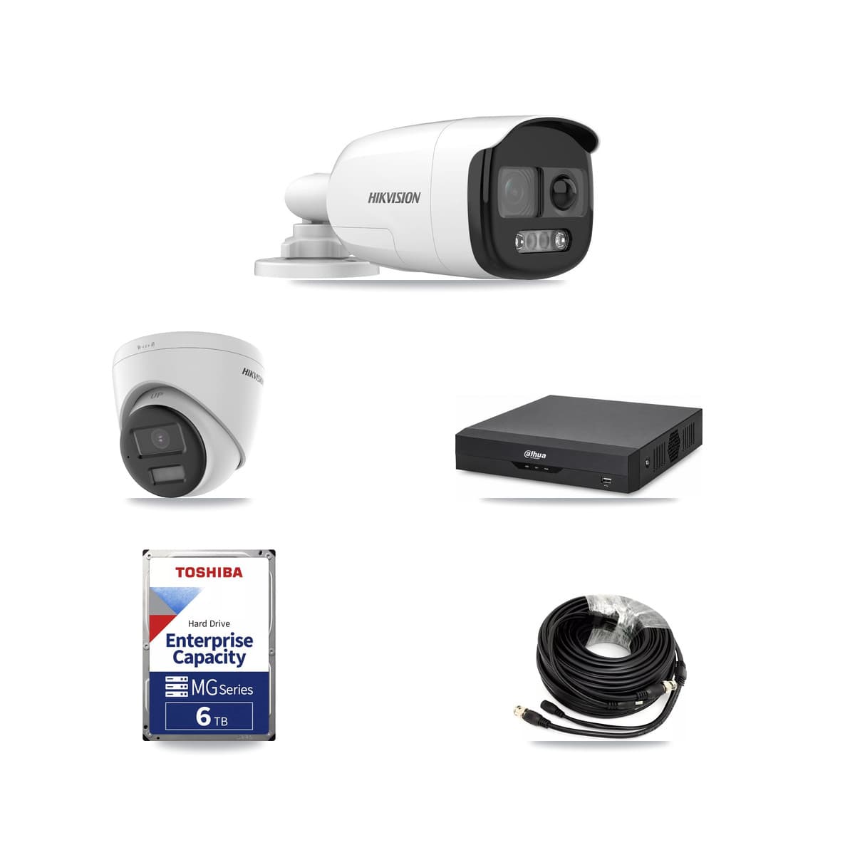 Hikvision & Dahua 4-Channel 5MP – 4K CCTV Kit — 3 DS-2CE12KF3T 5MP Bullet + 1 DS-2CE78U0T 4K Turret Cameras + 6TB Recording - Image 1