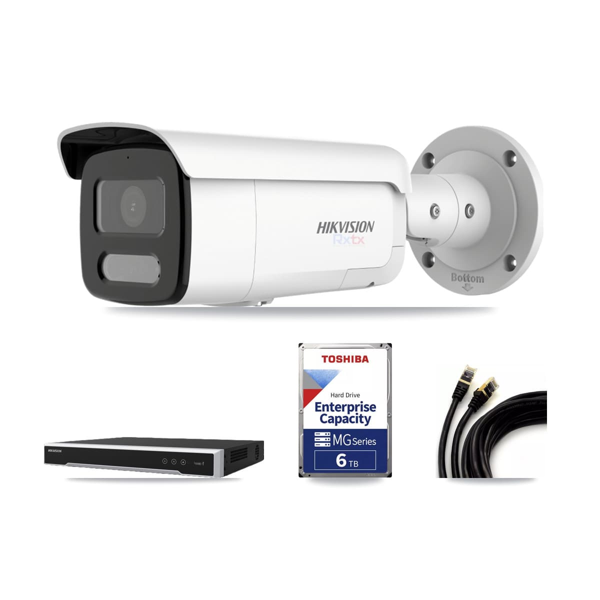 Hikvision 8-Channel 4K CCTV Kit — 2 White Bullet Cameras + 6TB Recording - Image 1