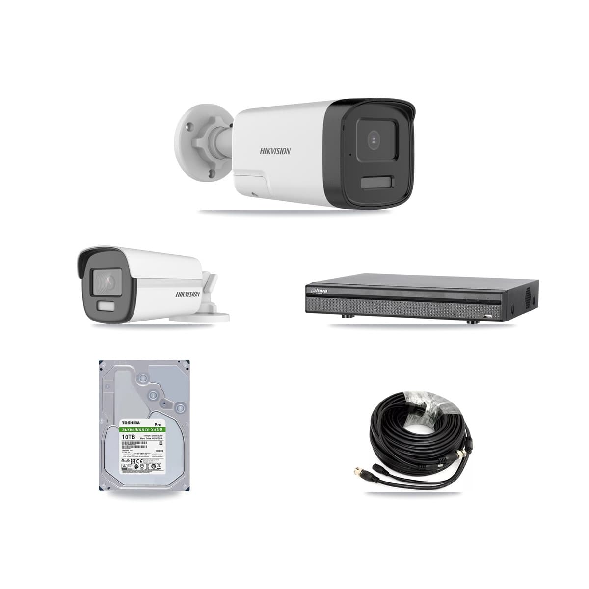Hikvision & Dahua 8-Channel 5MP – 4K CCTV Kit — 1 4K + 5 5MP Bullet Cameras + 10TB Recording (DH-XVR5108H Recorder)