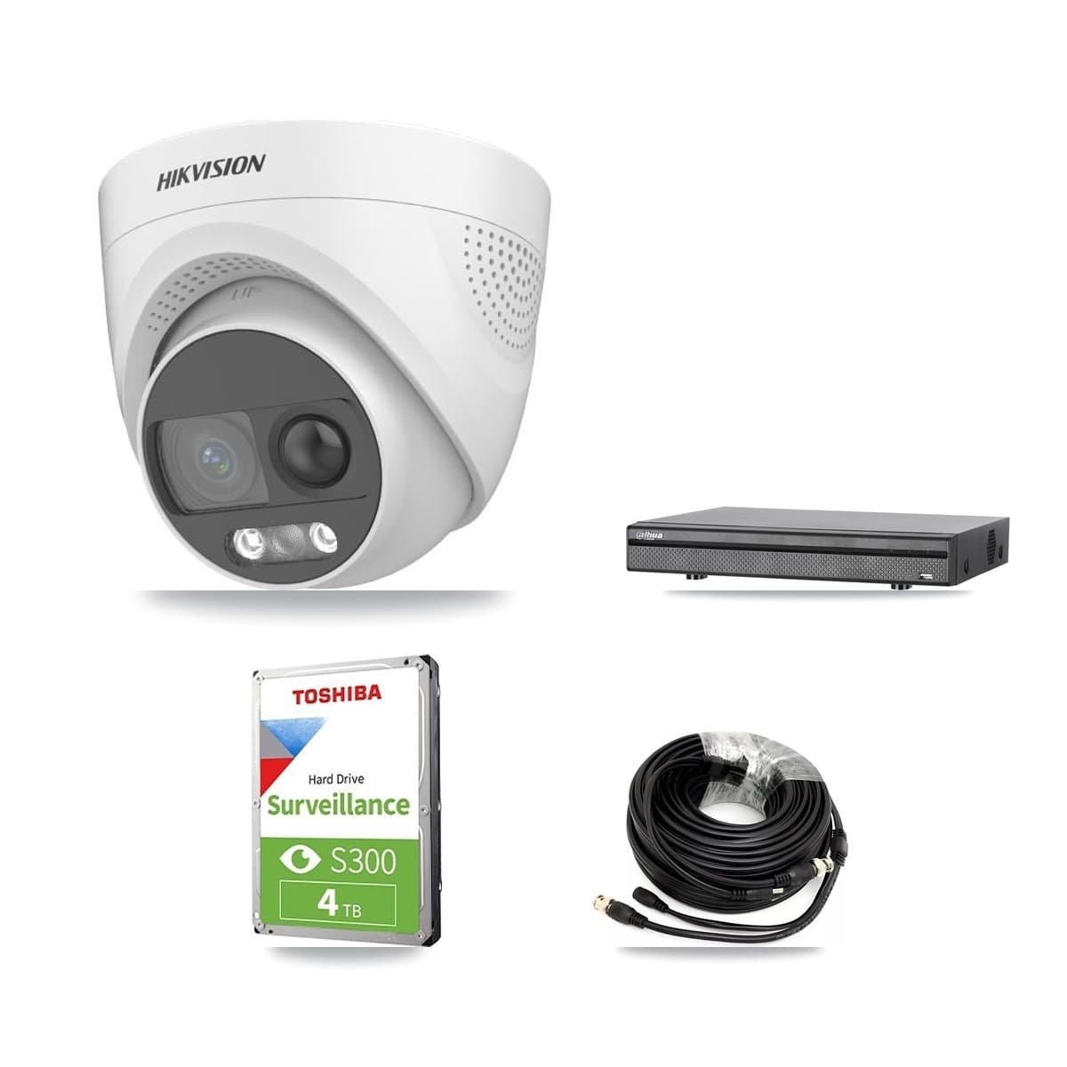 Hikvision & Dahua 8-Channel 5MP CCTV Kit — 3 DS-2CE72KF3T Turret Cameras + 4TB Recording (DH-XVR5108H Recorder) - Image 1