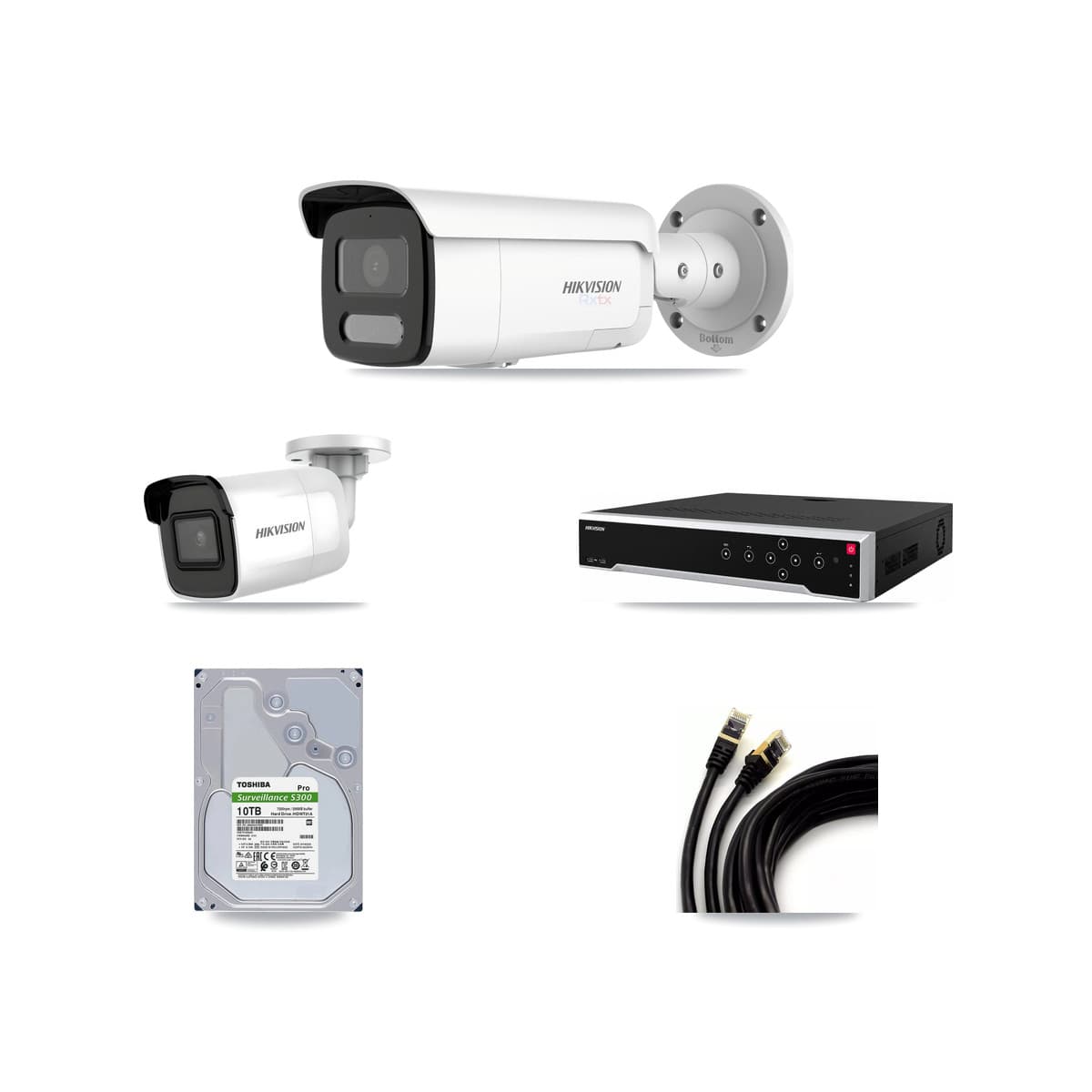 Hikvision 32-Channel 4K CCTV Kit — 5 DS-2CD2085G1 + 11 DS-2CD2T87G2H Bullet Cameras + 4× 10TB Recording