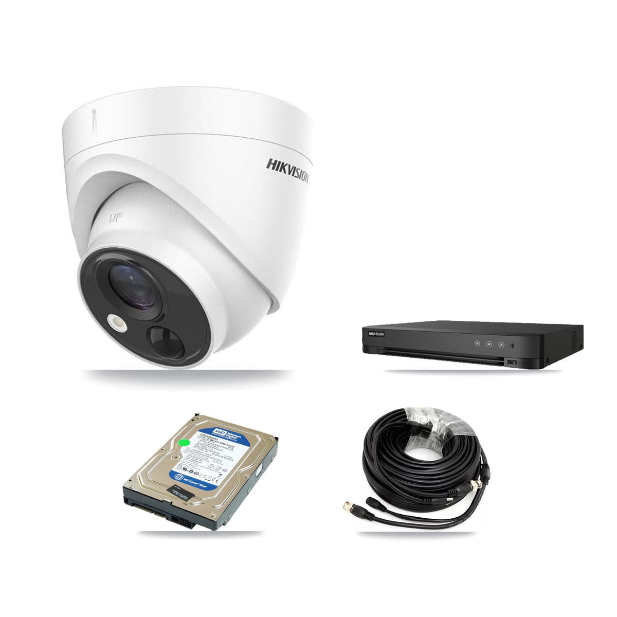 Hikvision 8-Channel 5MP CCTV Kit — 1 DS-2CE71H0T Turret Camera + 500GB Recording (IDS-7208HQHI Recorder)