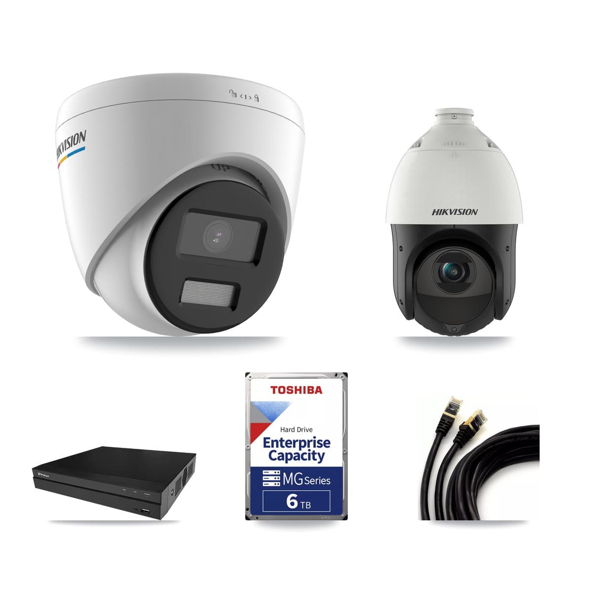 Hikvision & Prolux 8-Channel 2MP – 4MP CCTV Kit — 7 2MP Turret + 1 4MP PTZ Cameras + 6TB Recording - Image 1
