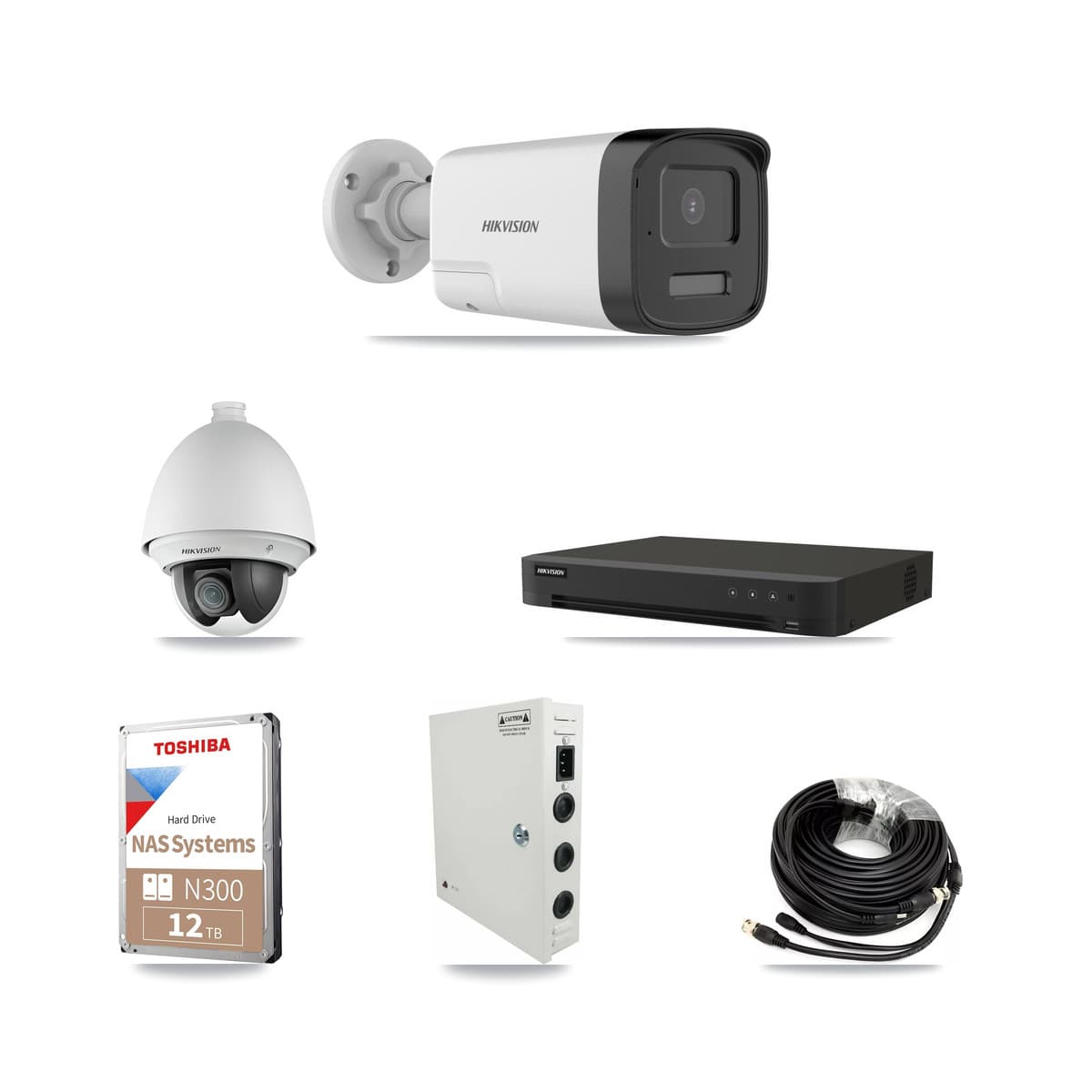 Hikvision 16-Channel 2MP – 5MP CCTV Kit — 1 DS-2AE4225T 2MP PTZ + 11 DS-2CE17K0T 5MP Bullet Cameras + 12TB Recording