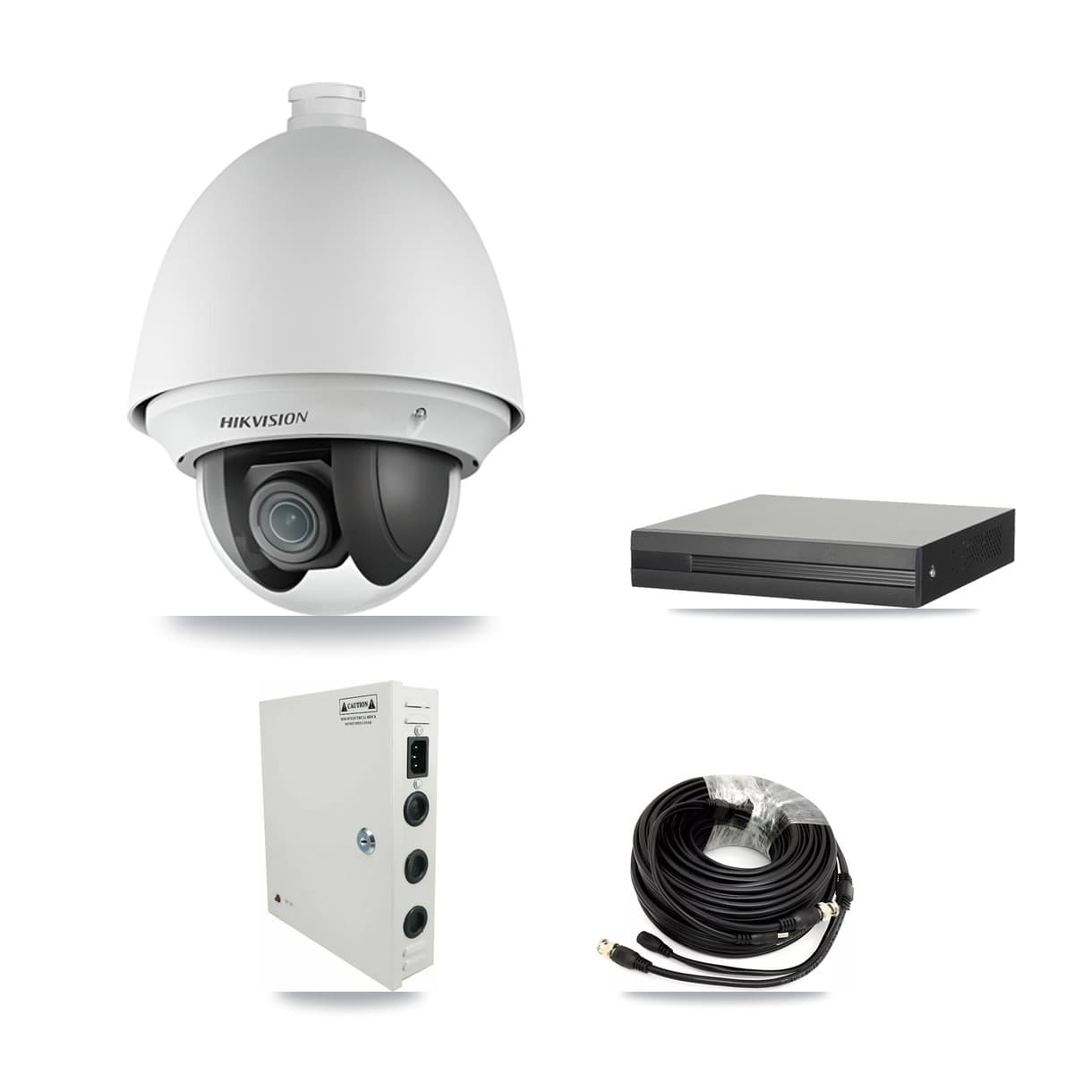 Hikvision 4-Channel 2MP CCTV Kit — 4 DS-2AE4225T PTZ Cameras + 3TB Recording (XVR-3104HS Recorder)