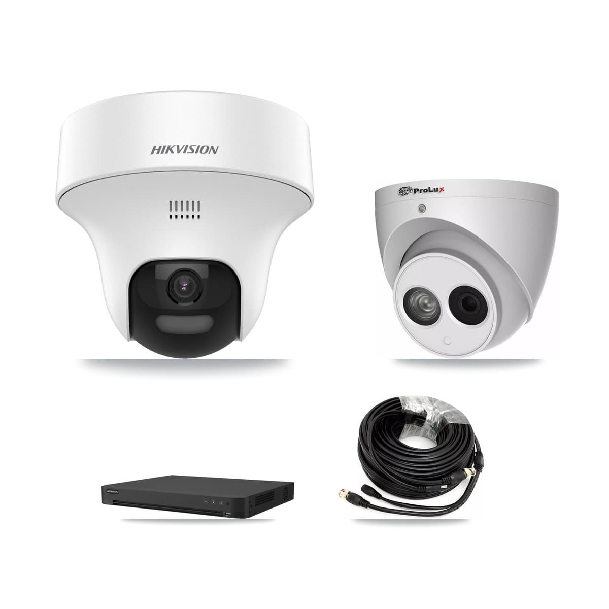 Hikvision & Prolux 32-Channel 4MP – 5MP CCTV Kit — 5 DS-2CE70K0T 5MP + 1 PXC-612C4W-A 4MP Turret Cameras + 8TB Recording (IDS-7232HQHI Recorder) - Image 1