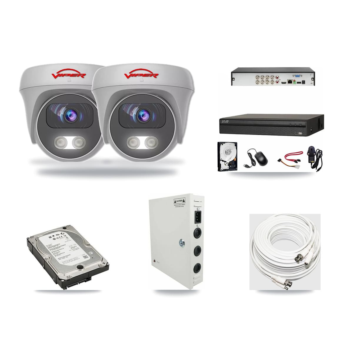 8-Channel 5MP CCTV Kit — 2 White Viper Cameras + 5TB Recording (XVR-3108AD Recorder) - Image 1