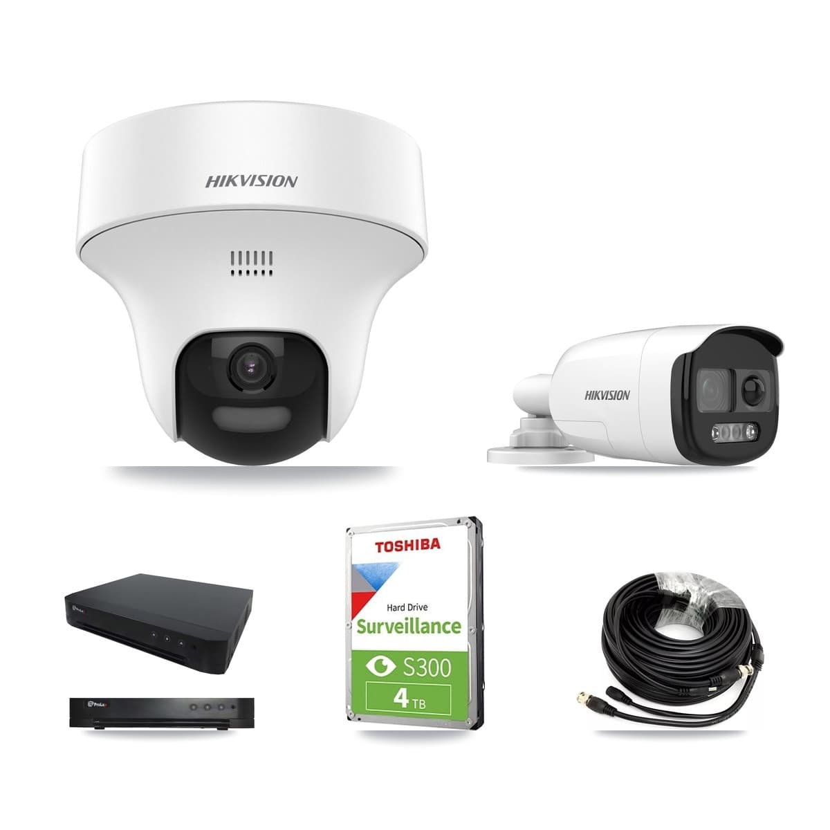 Hikvision & Prolux 16-Channel 5MP CCTV Kit — 1 DS-2CE12KF3T Bullet + 2 DS-2CE70K0T Turret Cameras + 4TB Recording - Image 1