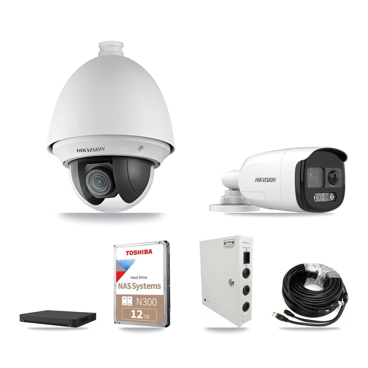 Hikvision 32-Channel 2MP – 5MP CCTV Kit — 13 DS-2AE4225T 2MP PTZ + 13 DS-2CE12KF3T 5MP Bullet Cameras + 2× 12TB Recording