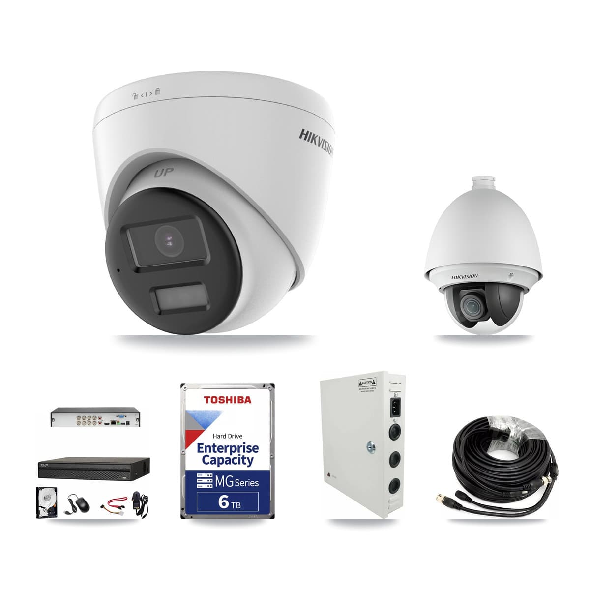 Hikvision & Dahua 8-Channel 2MP – 4K CCTV Kit — 1 DS-2AE4225T 2MP PTZ + 2 DS-2CE78U0T 4K Turret Cameras + 6TB Recording - Image 1
