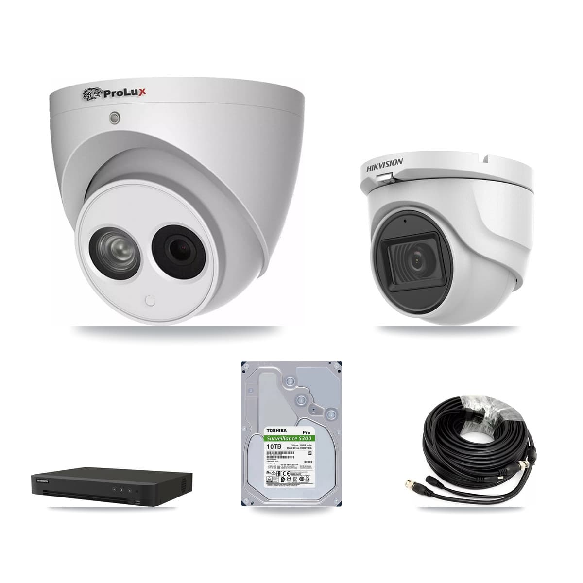 Hikvision & Prolux 16-Channel 4MP – 5MP CCTV Kit — 2 5MP + 5 4MP Turret Cameras + 10TB Recording - Image 1
