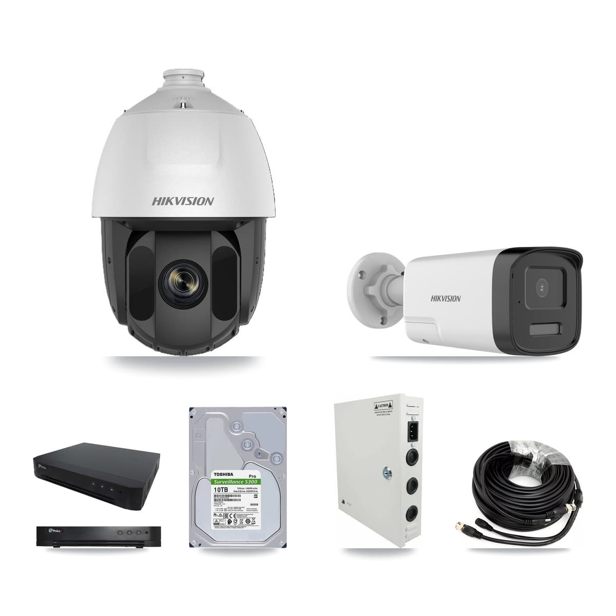 Hikvision & Prolux 16-Channel 2MP – 5MP CCTV Kit — 13 DS-2AE5225TI 2MP PTZ + 1 DS-2CE17K0T 5MP Bullet Cameras + 10TB Recording - Image 1