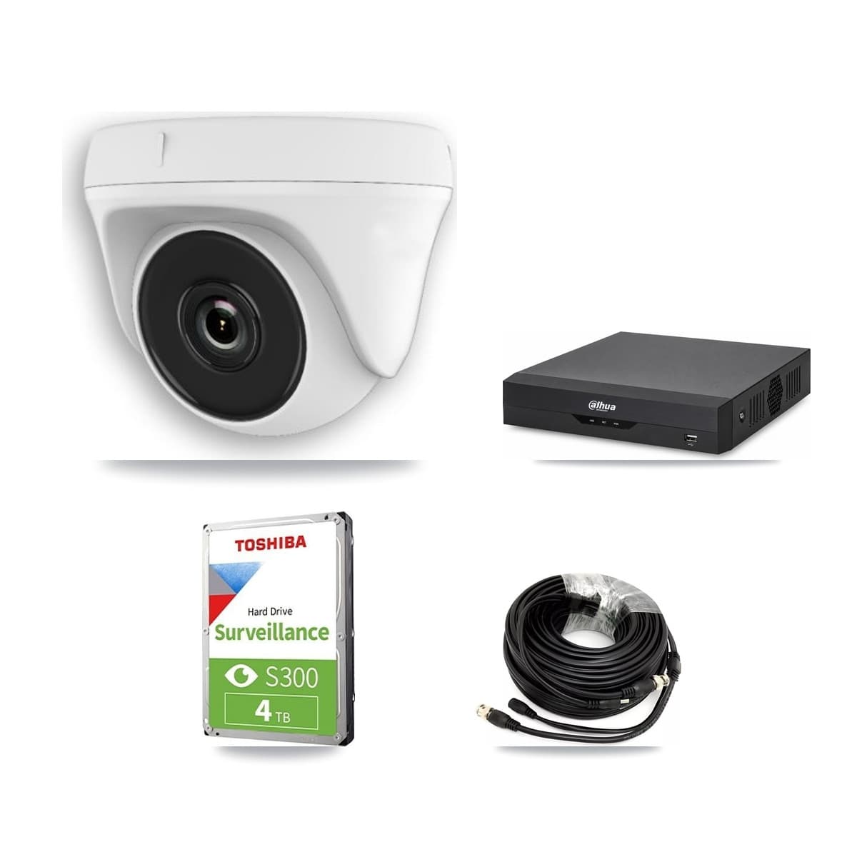 Dahua 4-Channel 2MP CCTV Kit — 4 Dome Cameras + 4TB Recording
