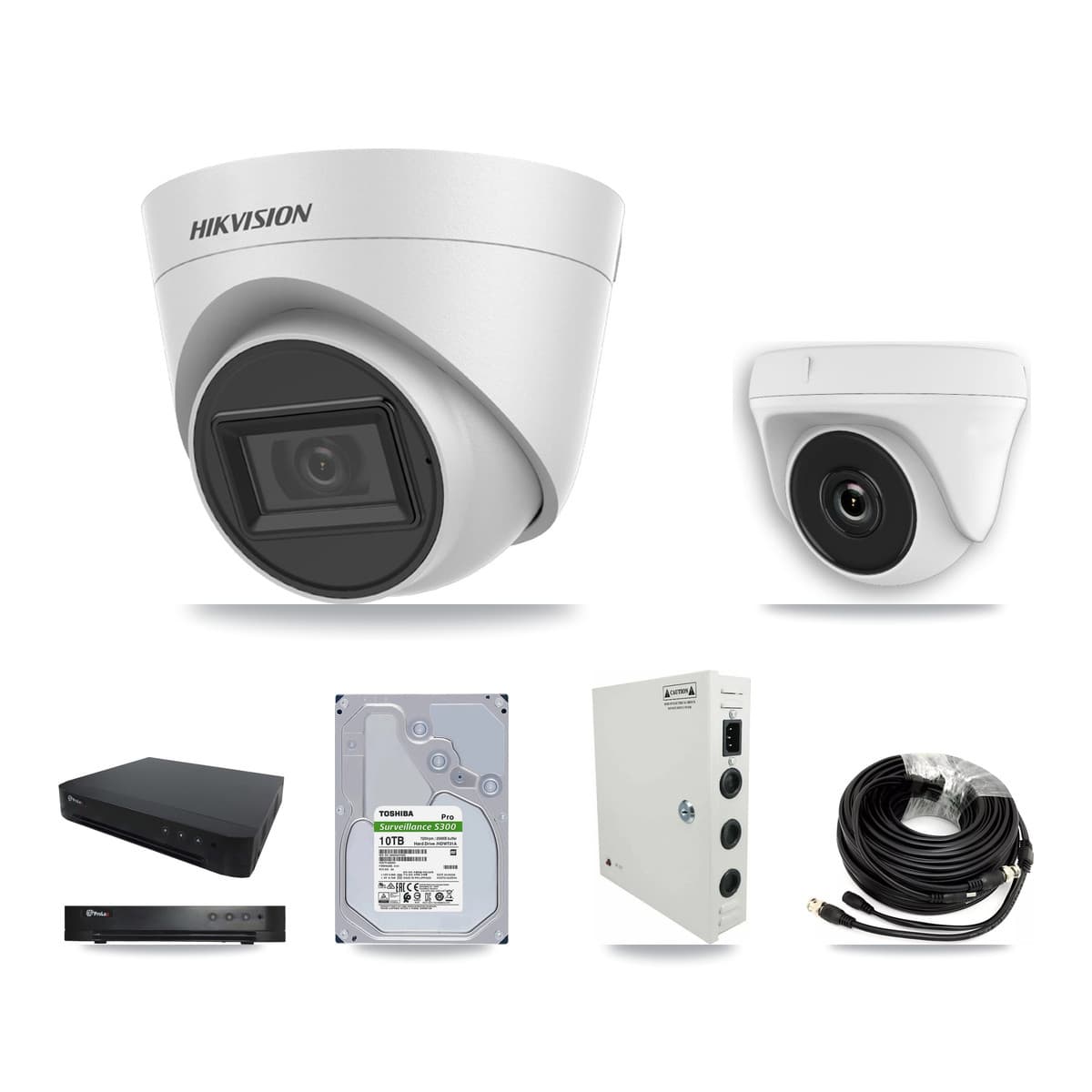 Hikvision & Prolux 16-Channel 2MP – 5MP CCTV Kit — 6 White 5MP Turret + 3 White 2MP Dome Cameras + 10TB Recording