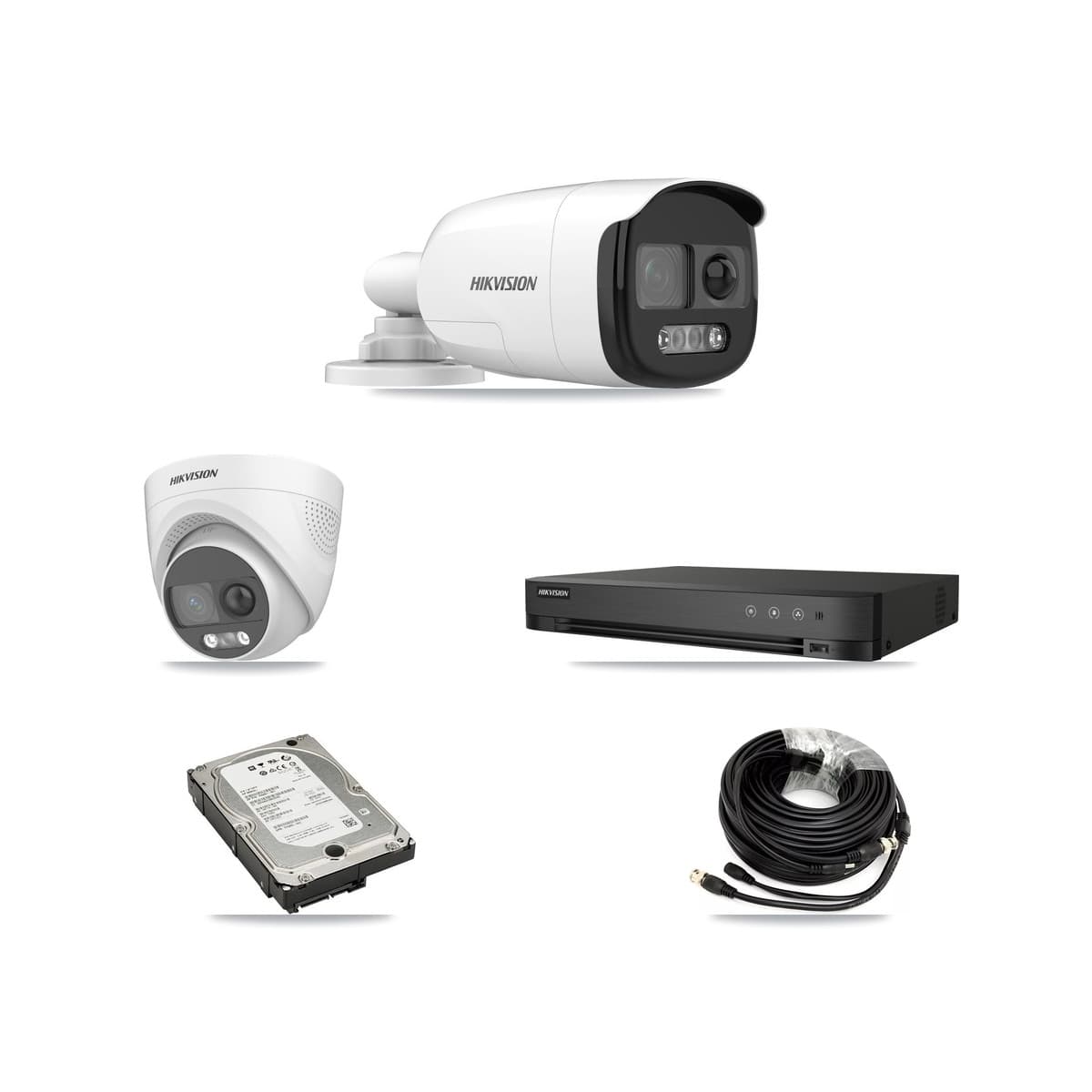 Hikvision 4-Channel 5MP CCTV Kit — 3 Bullet + 1 Turret Cameras + 5TB Recording (IDS-7204HUHI Recorder)