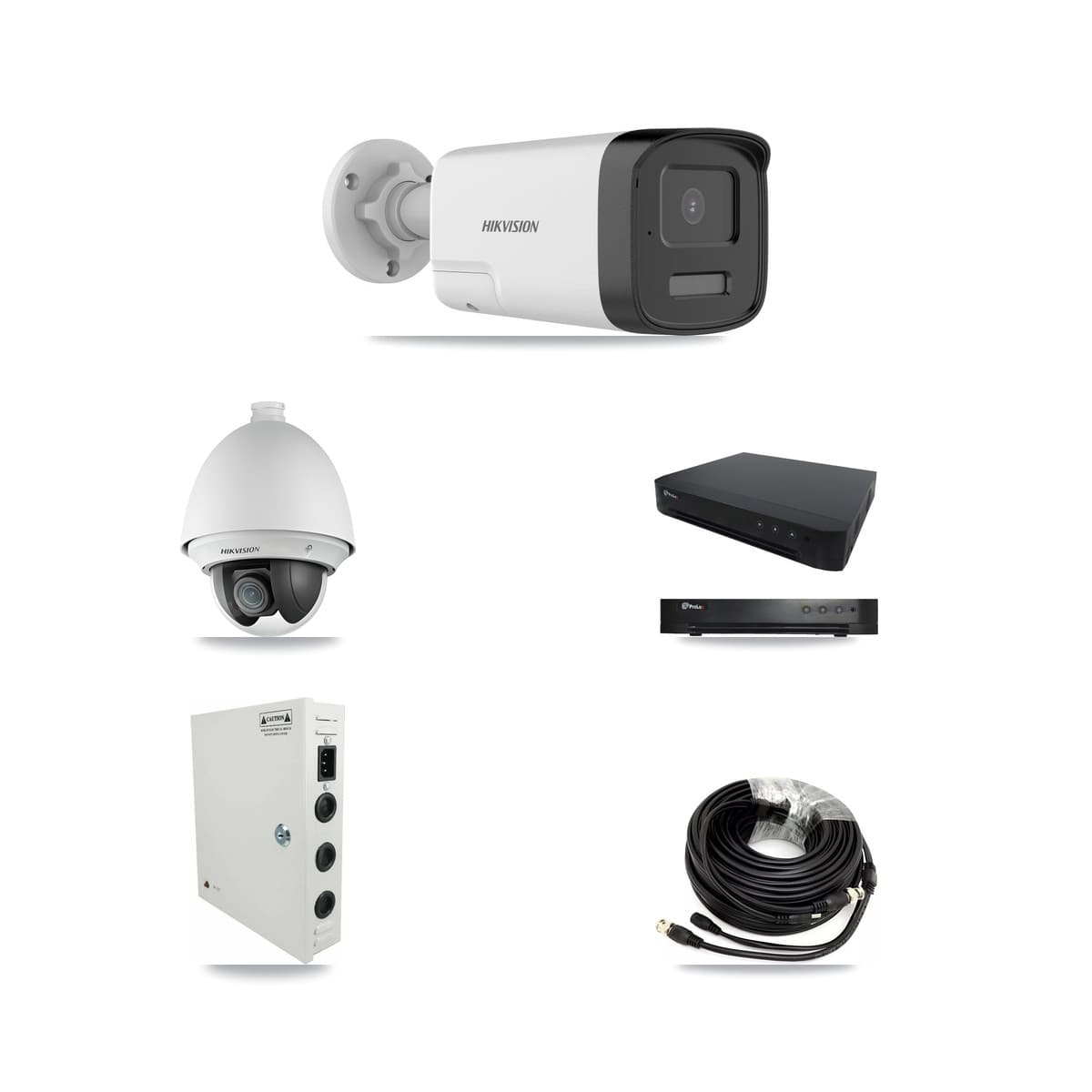 Hikvision & Prolux 16-Channel 2MP – 5MP CCTV Kit — 2 DS-2AE4225T 2MP PTZ + 5 DS-2CE17K0T 5MP Bullet Cameras + 8TB Recording - Image 1