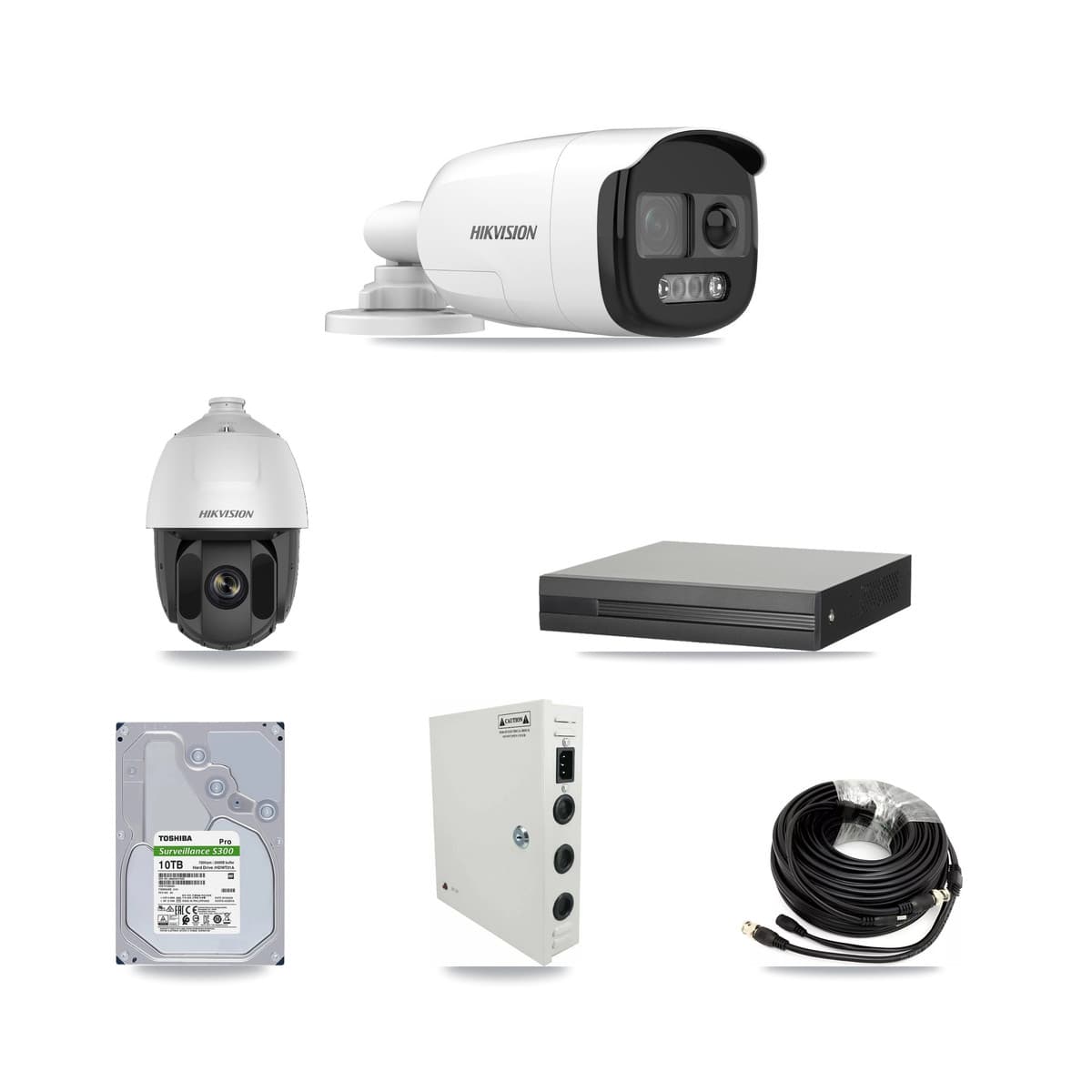 Hikvision 16-Channel 2MP – 5MP CCTV Kit — 1 DS-2AE5225TI 2MP PTZ + 9 DS-2CE12KF3T 5MP Bullet Cameras + 10TB Recording - Image 1