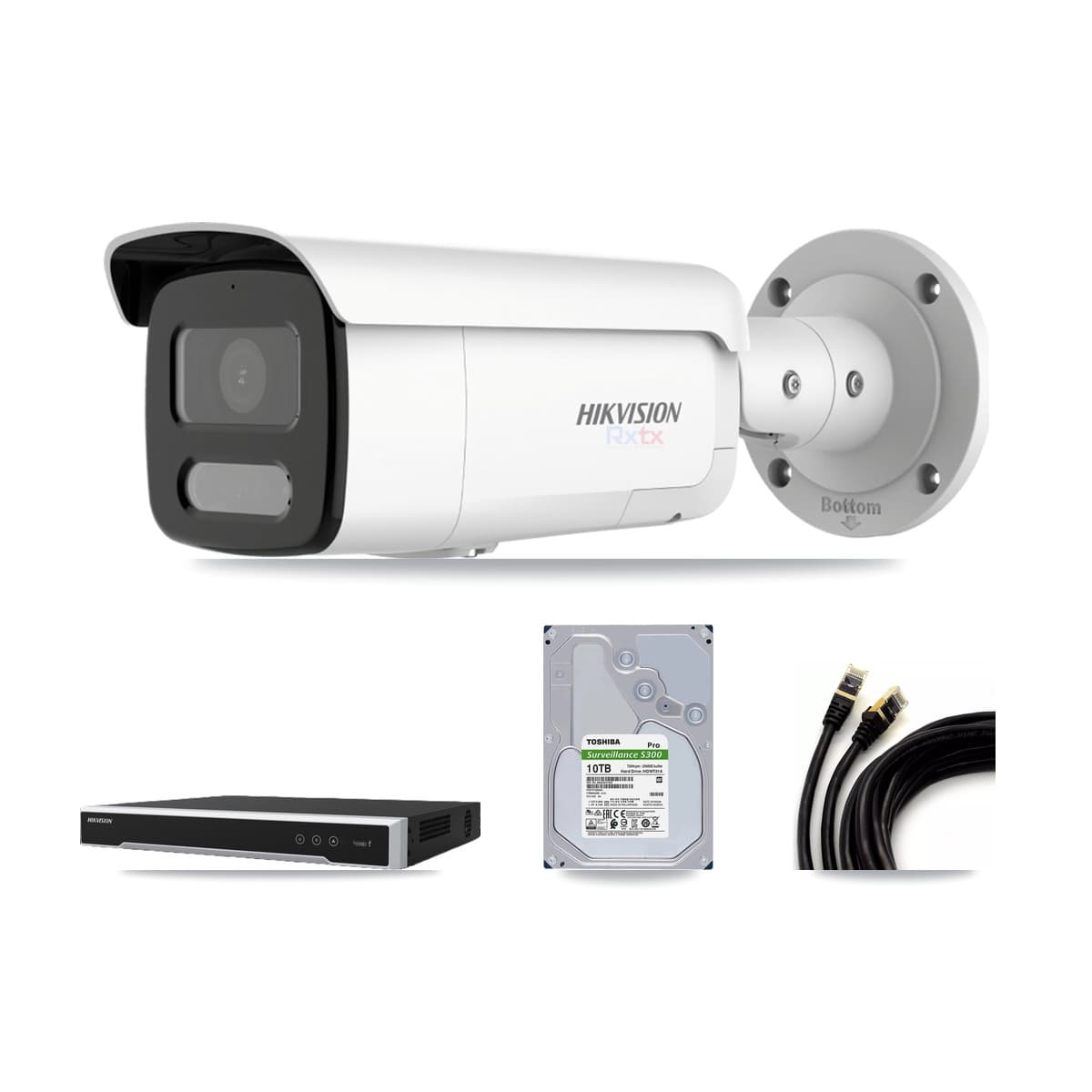 Hikvision 8-Channel 4K CCTV Kit — 8 White Bullet Cameras + 2× 10TB Recording