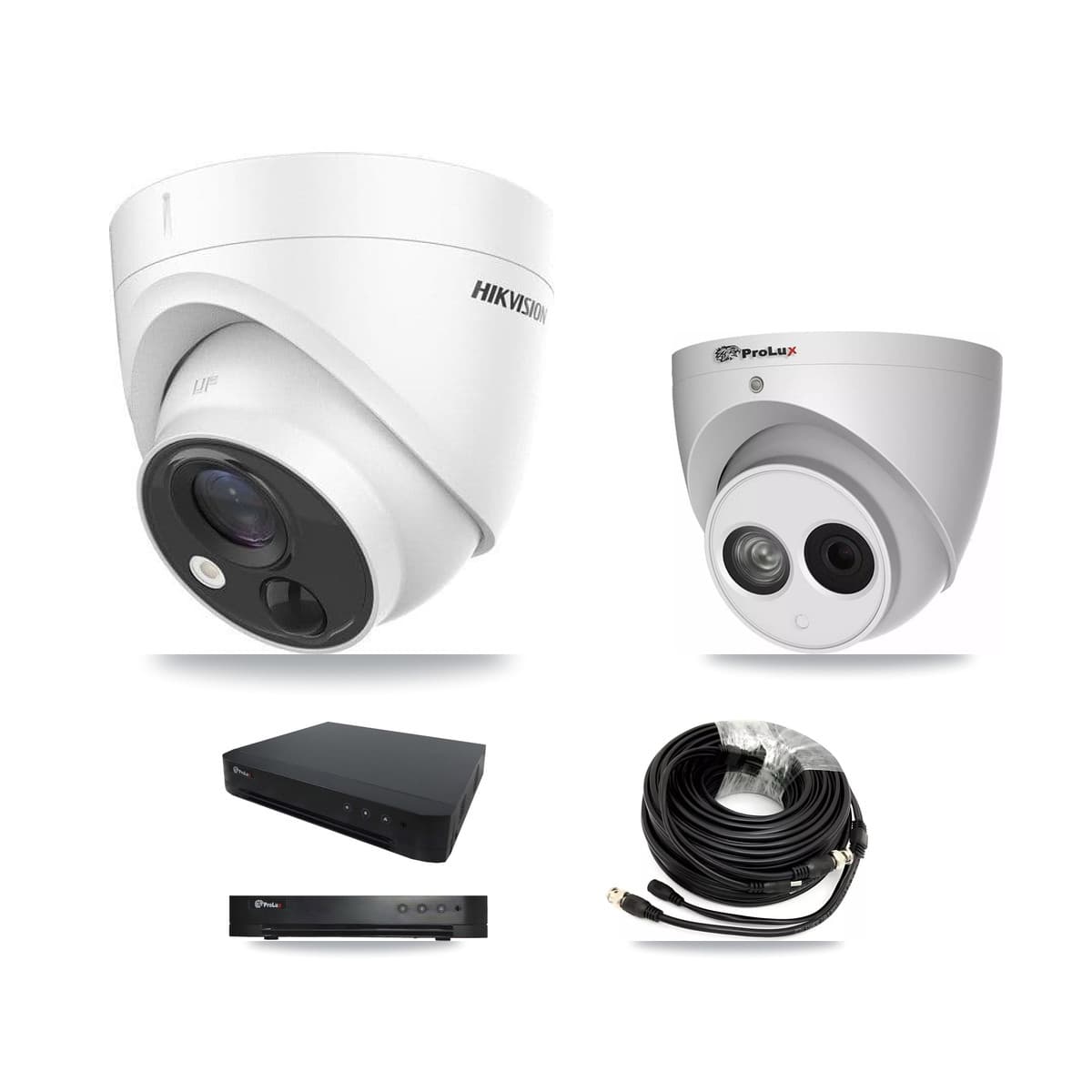 Hikvision & Prolux 16-Channel 4MP – 5MP CCTV Kit — 5 DS-2CE71H0T 5MP + 1 PXC-612C4W-A 4MP Turret Cameras + 8TB Recording (PXD-8216 Recorder) - Image 1