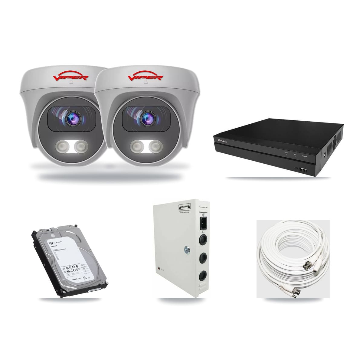 Prolux 8-channel CCTV kit: 2 cameras (2× 5MP Camera), 6TB hard drive