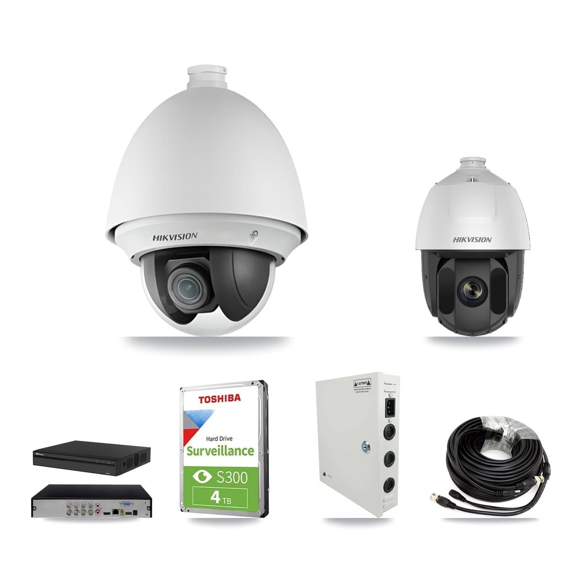Hikvision & Prolux 8-Channel 2MP CCTV Kit — 4 DS-2AE4225T + 1 DS-2AE5225TI PTZ Cameras + 4TB Recording (PXD-5108HS Recorder) - Image 1