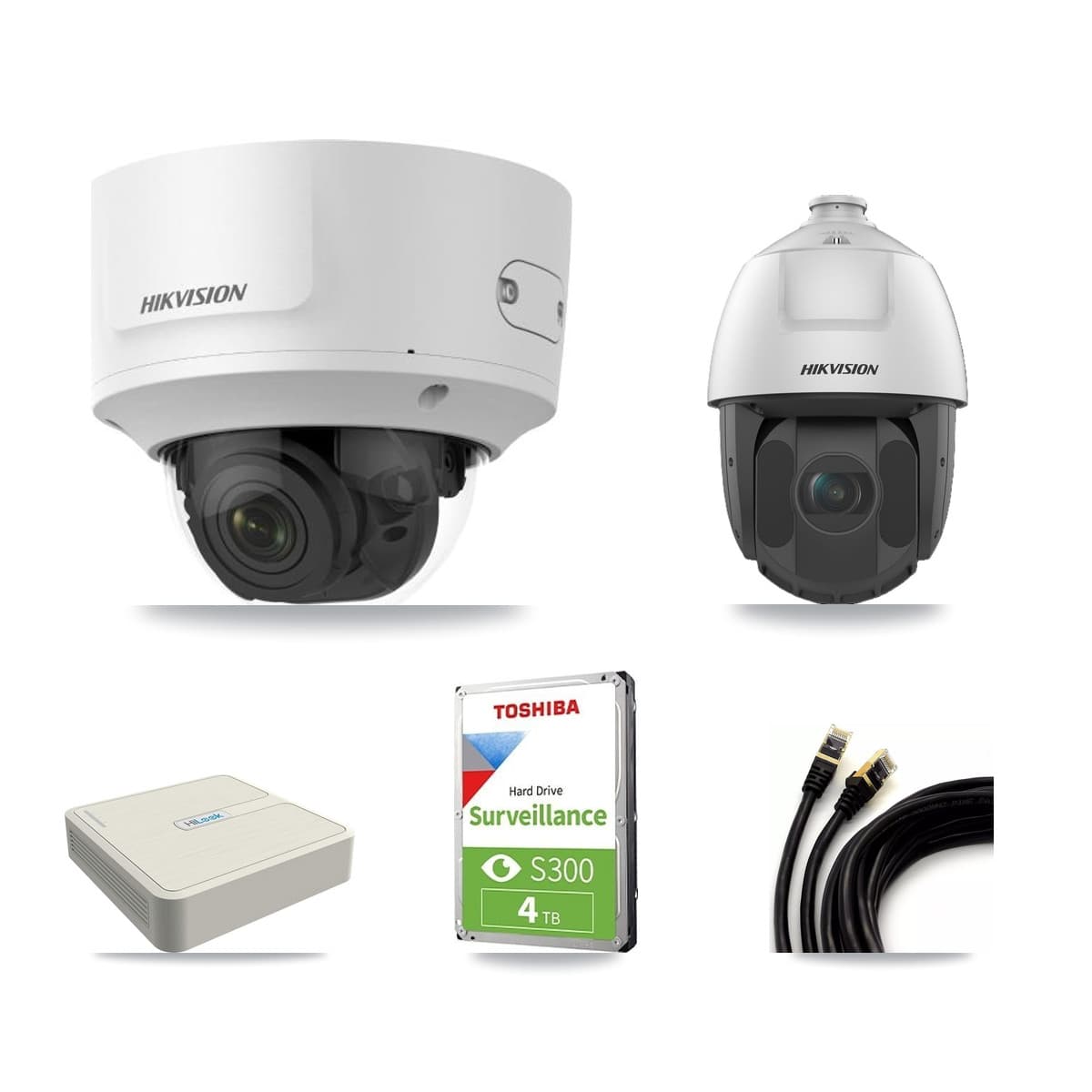 Hikvision & HiLook 8-Channel 2MP CCTV Kit — 4 Dome + 1 PTZ Cameras + 4TB Recording (NVR-108H-D Recorder) - Image 1