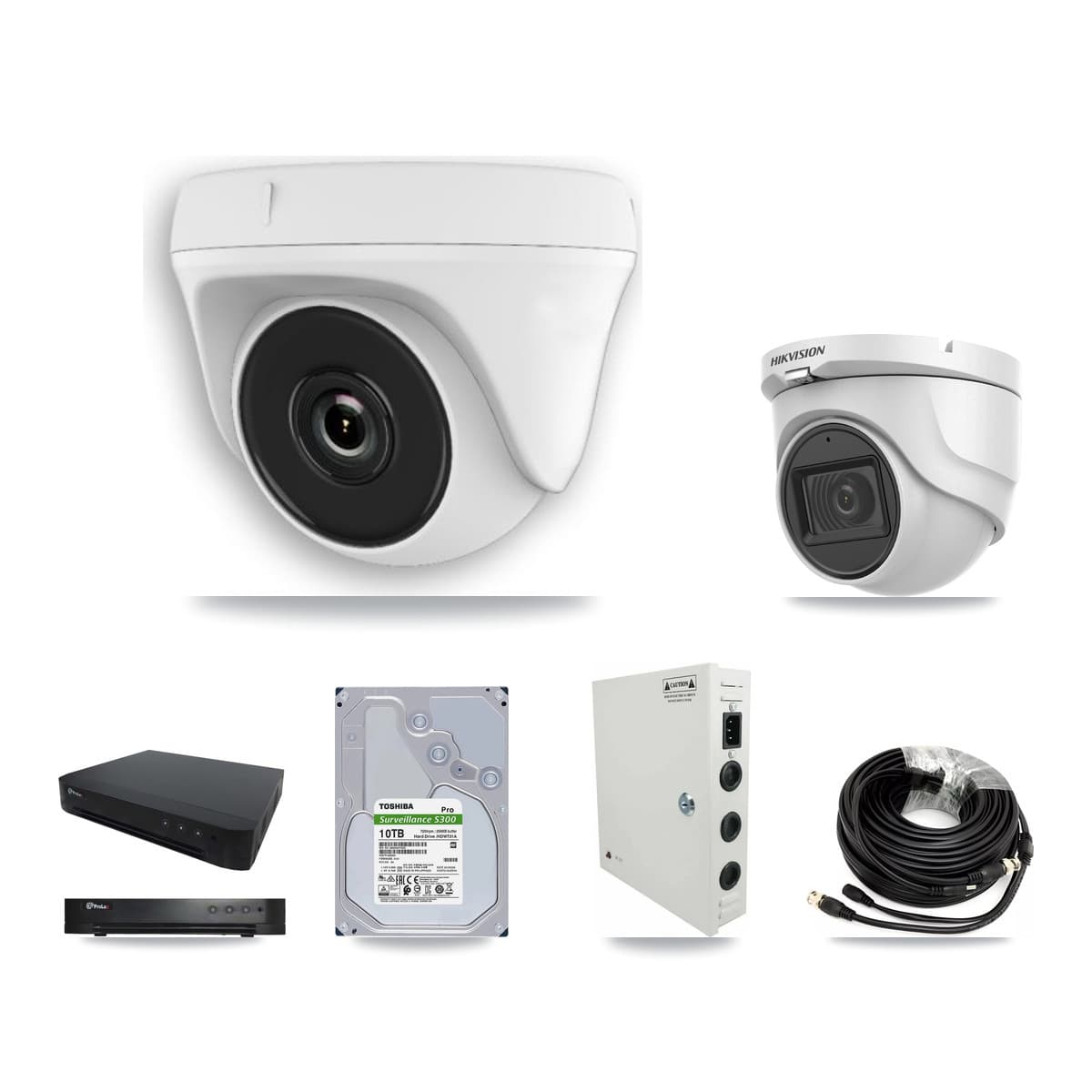 Hikvision & Prolux 16-Channel 2MP – 5MP CCTV Kit — 1 DS-2CE76H0T 5MP Turret + 15 White HDT-2MP-N20W 2MP Dome Cameras + 10TB Recording - Image 1