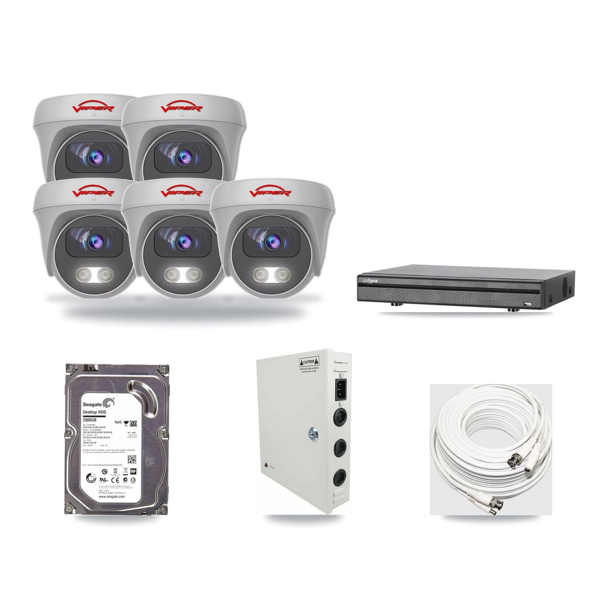 Dahua 8-channel CCTV kit: 5 cameras (5× 5MP Camera), 2TB hard drive