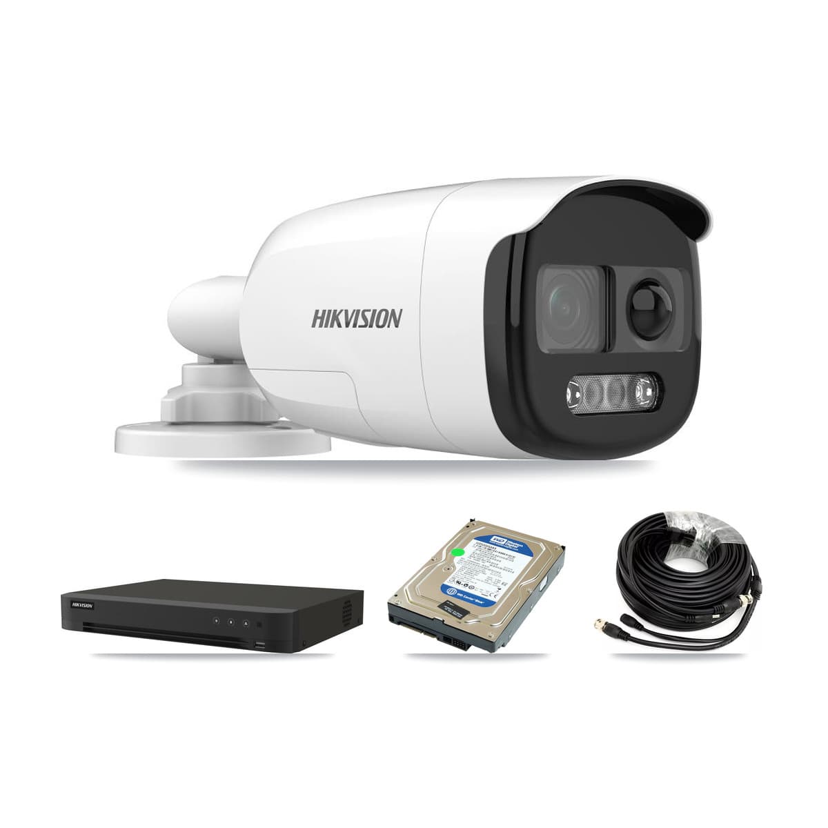 Hikvision 16-Channel 5MP CCTV Kit — 1 DS-2CE12KF3T Bullet Camera + 500GB Recording (IDS-7216HQHI Recorder) - Image 1