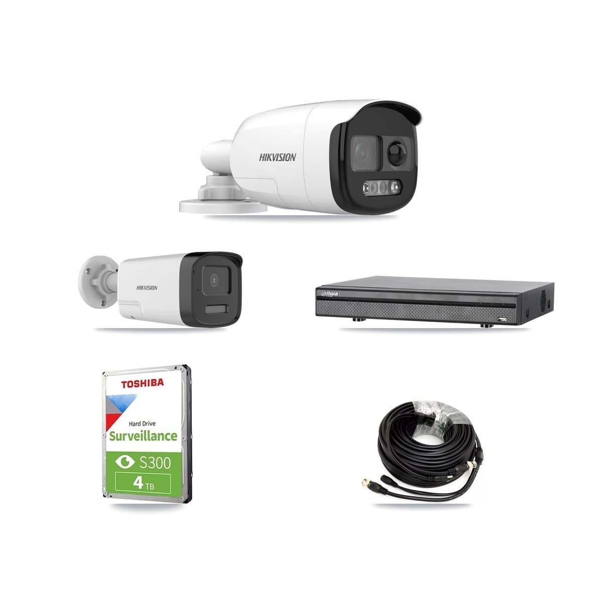 Hikvision & Dahua 8-Channel 5MP CCTV Kit — 1 DS-2CE12KF3T + 1 DS-2CE17K0T Bullet Cameras + 4TB Recording - Image 1