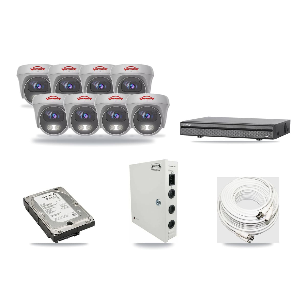 Dahua 8-channel CCTV kit: 8 cameras (8× 5MP Camera), 5TB hard drive