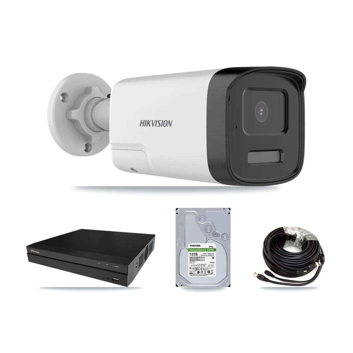 Hikvision & Prolux 8-Channel 5MP CCTV Kit — 8 DS-2CE17K0T Bullet Cameras + 10TB Recording (PXD-5208AN Recorder) - Image 1