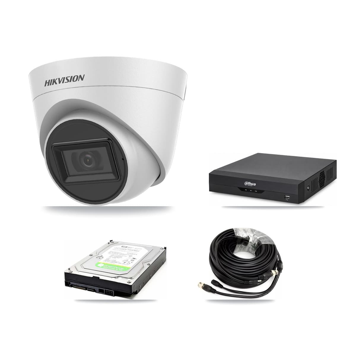 Hikvision & Dahua 4-Channel 5MP CCTV Kit — 1 White Turret Camera + 1TB Recording - Image 1