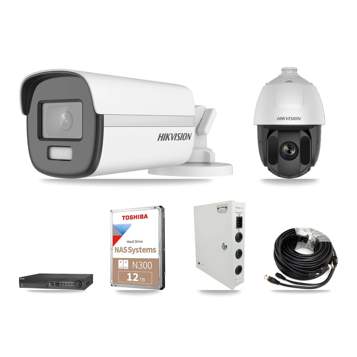 Hikvision 32-Channel 2MP – 4K CCTV Kit — 8 DS-2AE5225TI 2MP PTZ + 16 DS-2CE12UF3T 4K Bullet Cameras + 4× 12TB Recording - Image 1