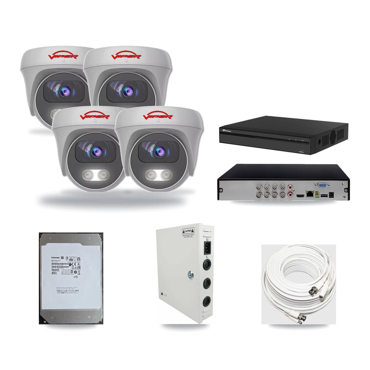 Prolux 8-channel CCTV kit: 4 cameras (4× 5MP Camera), 14TB hard drive