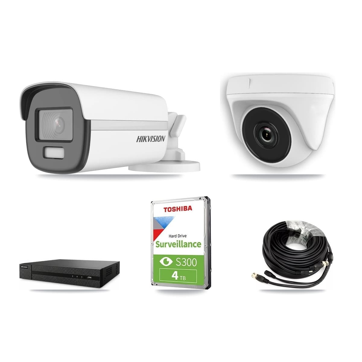 Hikvision 8-Channel 2MP – 4K CCTV Kit — 1 4K Bullet + 1 White 2MP Dome Cameras + 4TB Recording (DVR-8CH Recorder) - Image 1