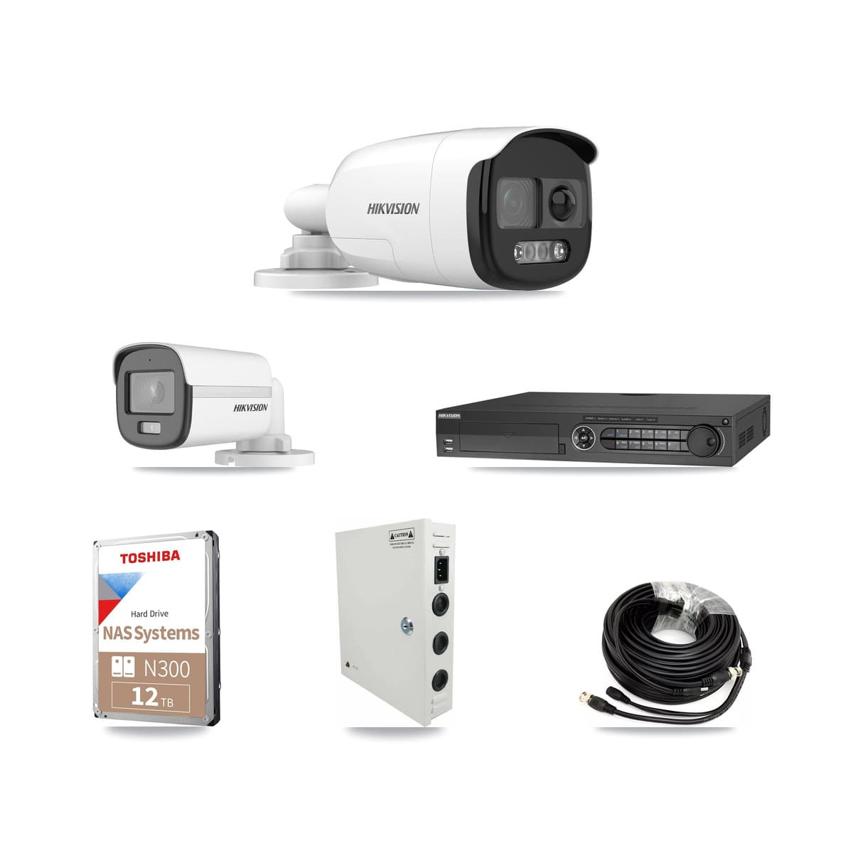 Hikvision 32-Channel 5MP CCTV Kit — 1 DS-2CE12KF0T + 16 DS-2CE12KF3T Bullet Cameras + 2× 12TB Recording (IDS-7332HUHI Recorder) - Image 1